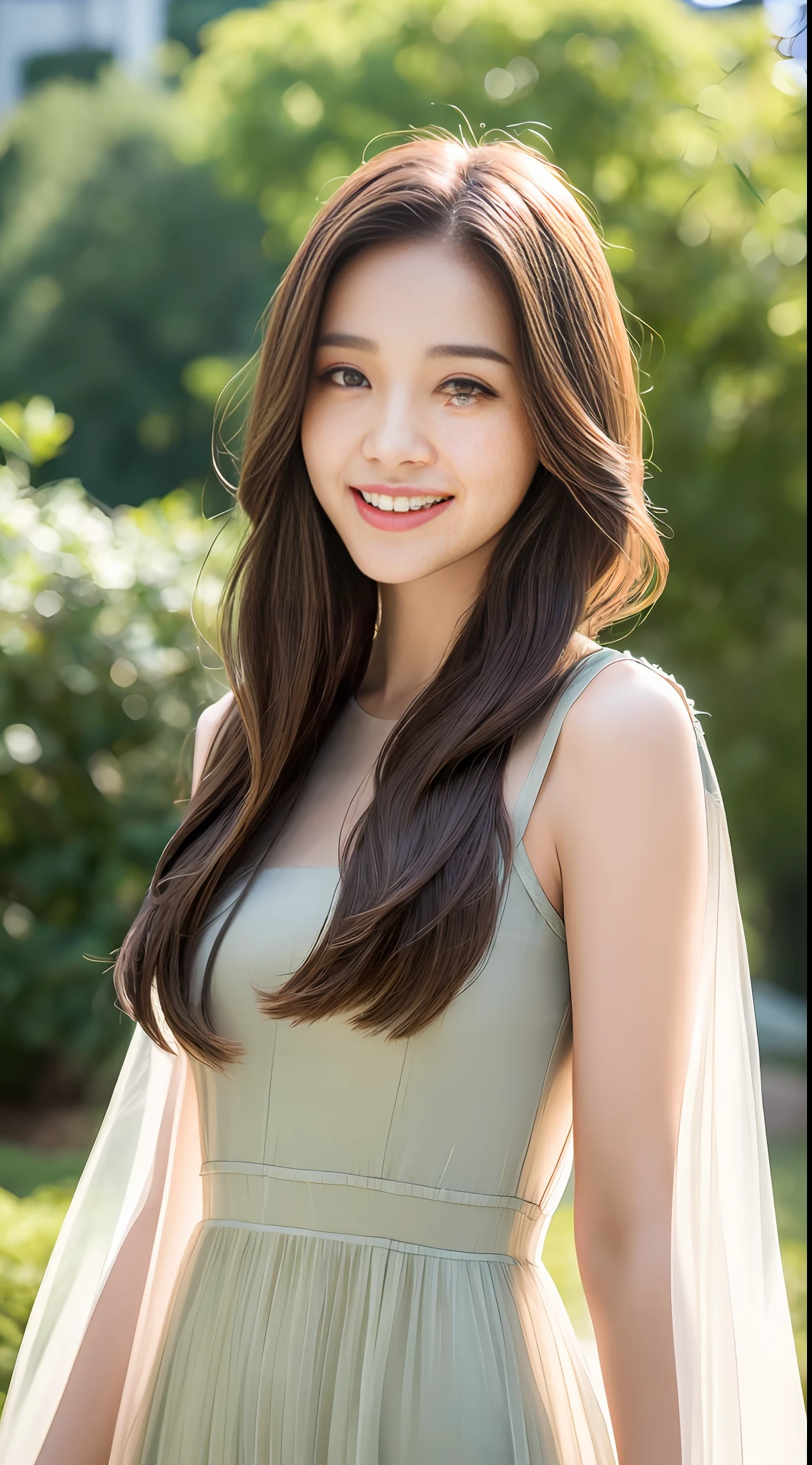 ((Best Quality, 8K, Masterpiece: 1.3)), 1girl, Slender Beauty: 1.3, (Hairstyle Casual, Full Body: 1.2), Translucent Slip Dress: 1.1, Super Fine Face, Detailed Eyes, Double Eyelids, Smile, Outdoor, Background Blur 1.5