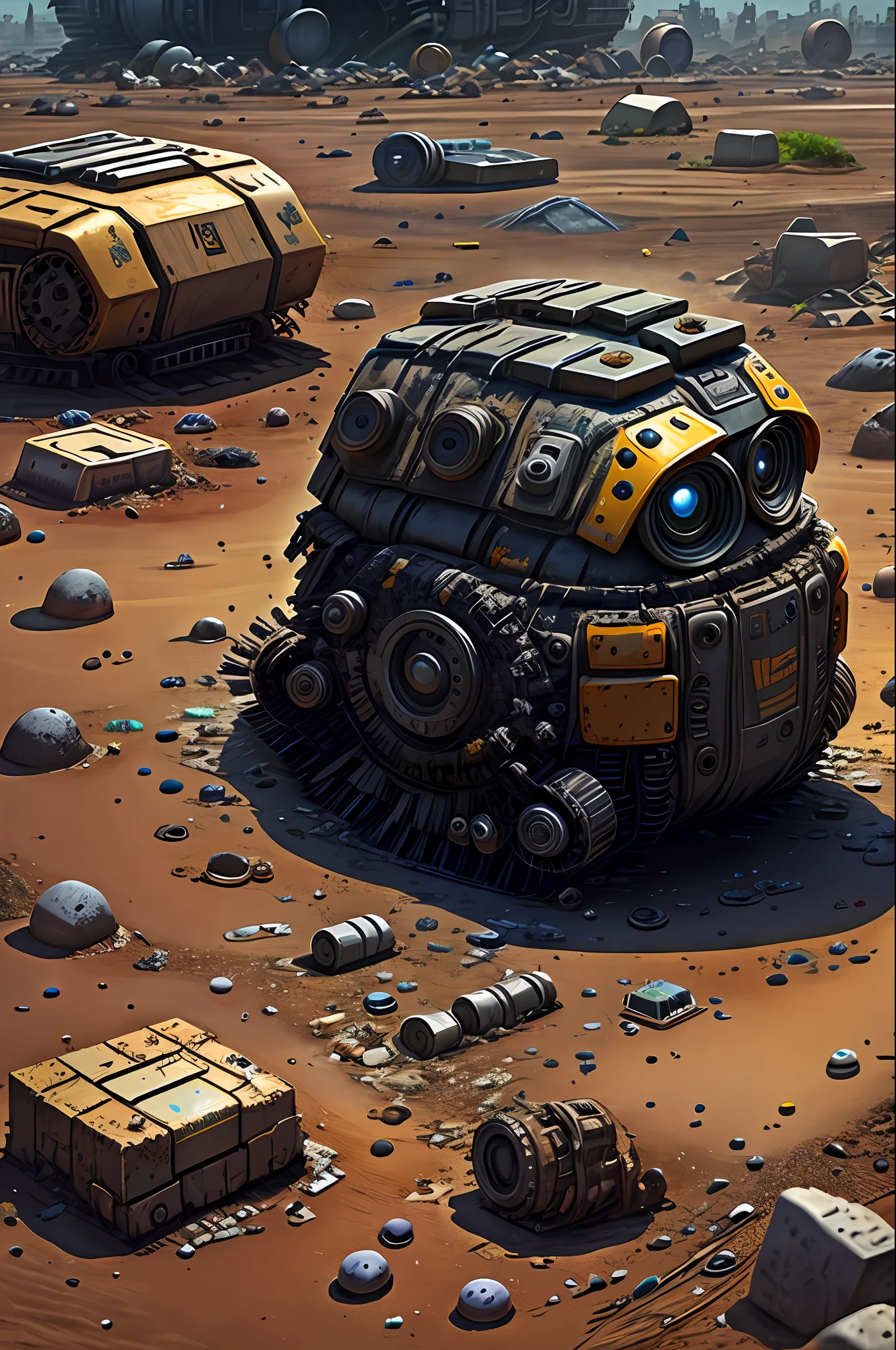 walle robot cleaning debris on the Earth's surface