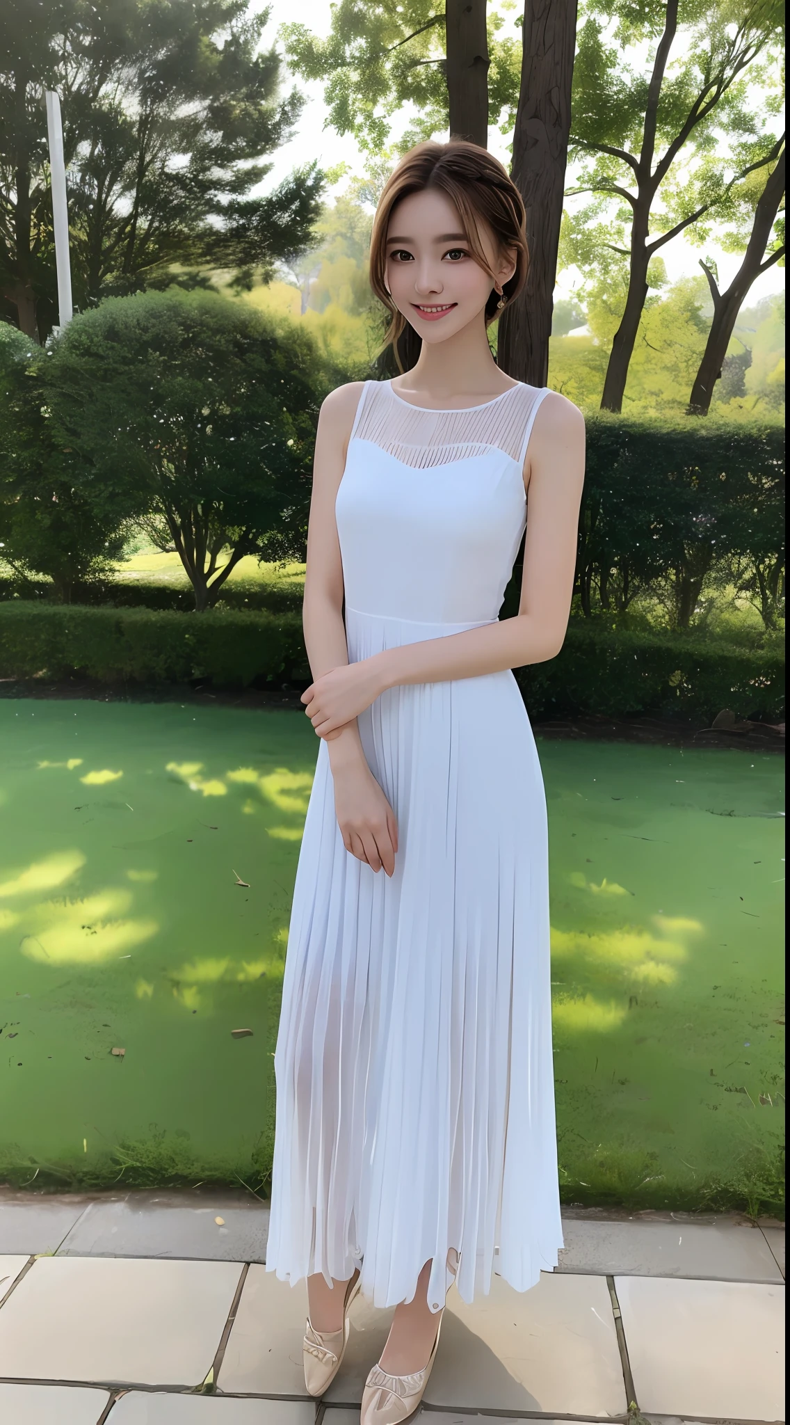 ((Best Quality, 8K, Masterpiece: 1.3)), 1girl, Slender Beauty: 1.3, (Hairstyle Casual, Full Body: 1.2), Transparent Dress: 1.1, Super Fine Face, Delicate Eyes, Double Eyelids, Smile, Outdoor