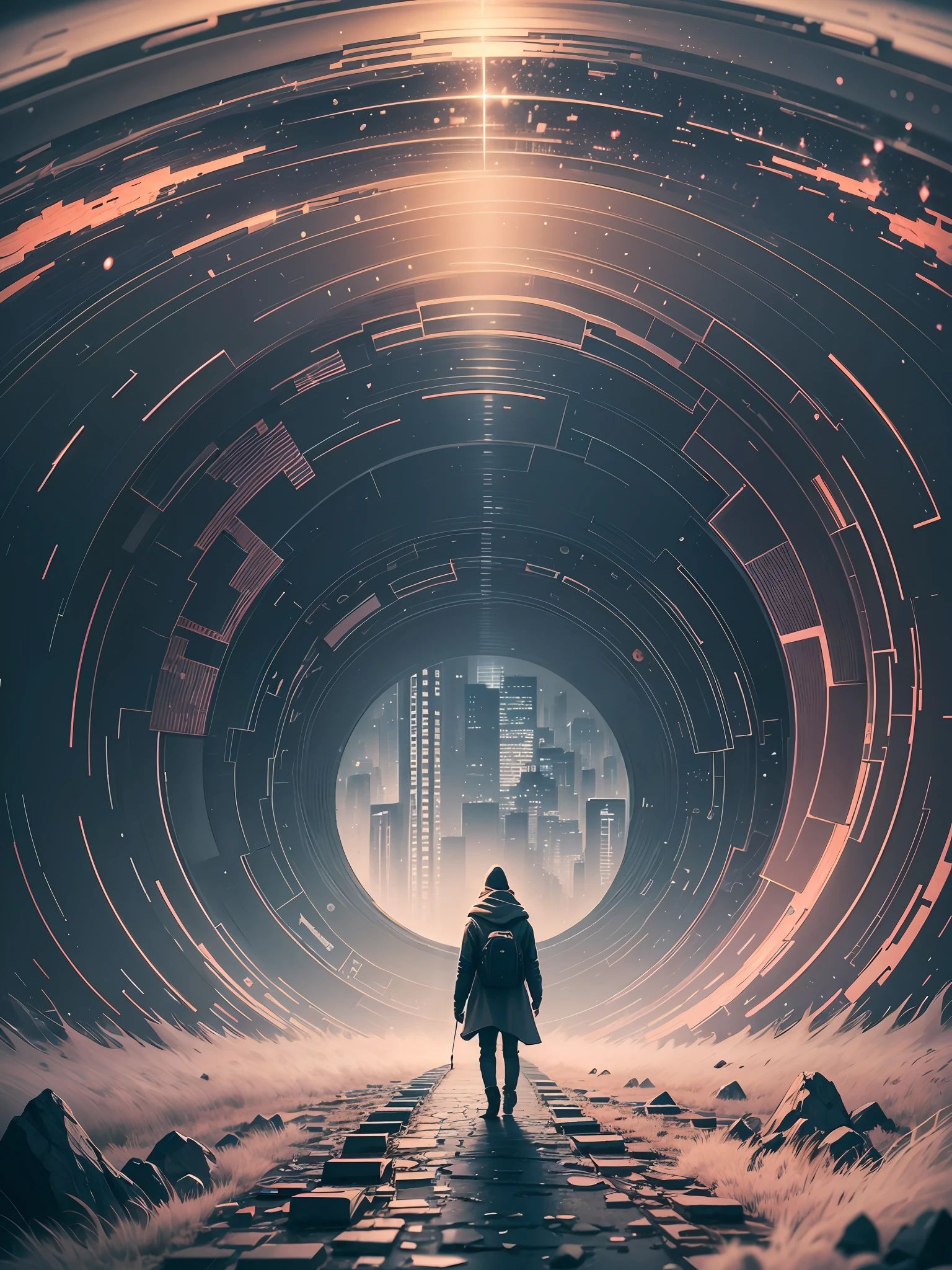 Guided by the whispering lullabies of Berlin noise, a lone wanderer traverses the realm of abstract dreams, finding solace in the solitude of a world that resonates with complex textures and patterns that reflect its essence --auto --s2