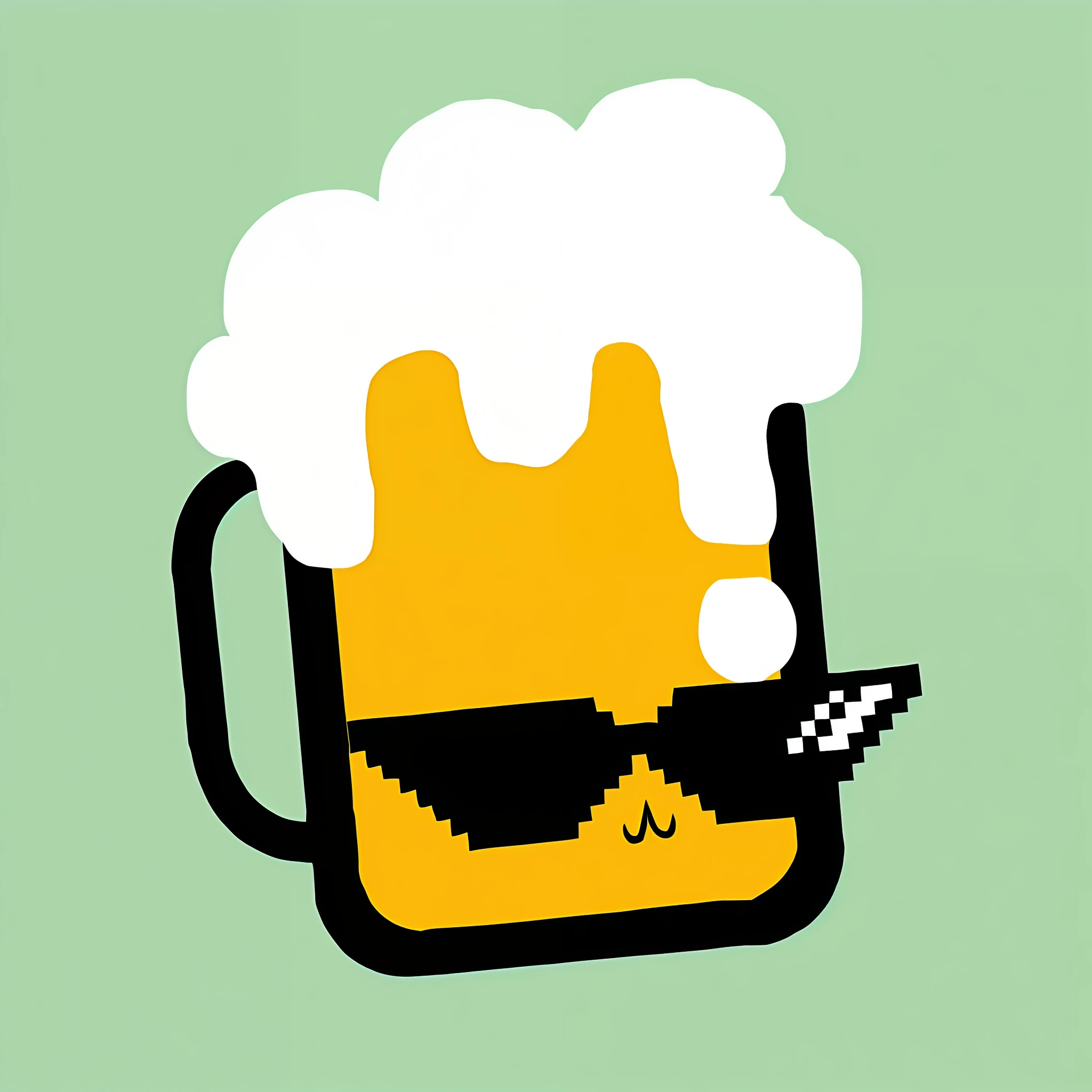 There is a beer mug, beer foam spilling, animated effects, eyes and mouth, cool expression, smoking cigars, wearing sunglasses --auto --s2