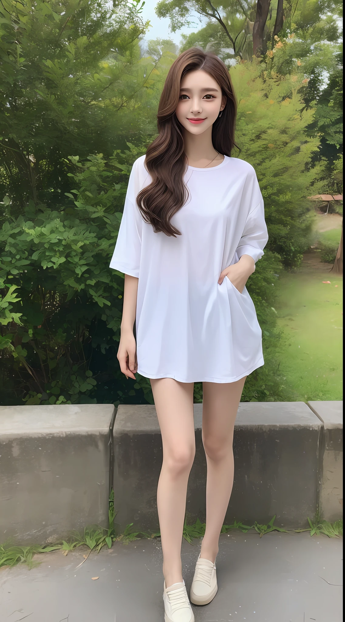 ((Best Quality, 8K, Masterpiece: 1.3)), 1girl, Slender Beauty: 1.3, (Hairstyle Casual, Full Body: 1.2), Clear Clothes: 1.1, Super Fine Face, Delicate Eyes, Double Eyelids, Smile, Outdoor