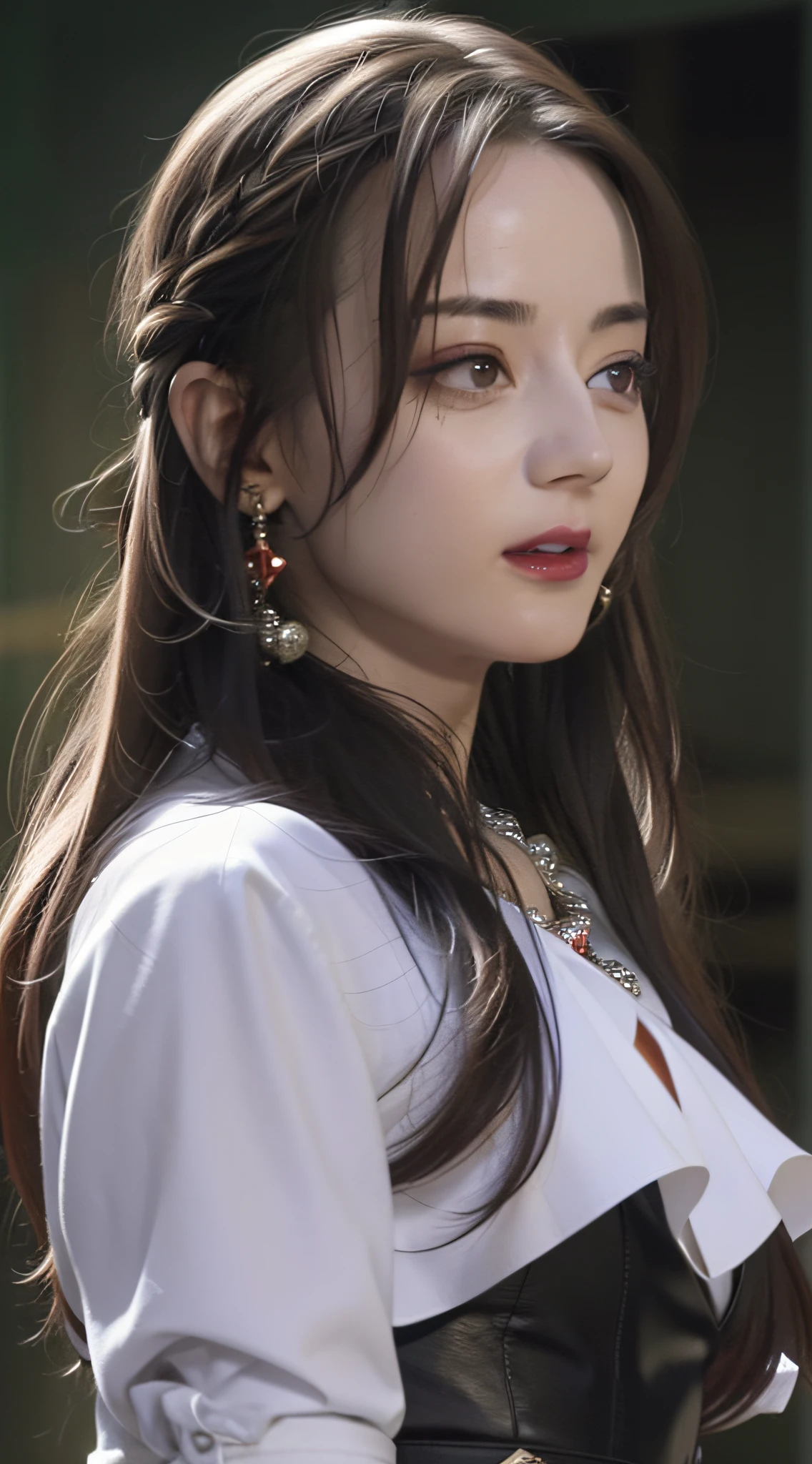 Best Quality, Masterpiece, High Resolution, 1Girl, Hanfu, Hair Accessories, Necklaces, Jewelry, Beautiful Face, Physical, Tyndall Effect, Realism, Dark Studio, Edge Lighting, Two-tone Lighting, (High Detail Skin: 1.2), 8K UHD, DSLR, Soft Light, High Quality, Volumetric Light, Voyeur, Photo, High Resolution, 4K, 8K, Background Bokeh,. Jinstyle, architecture