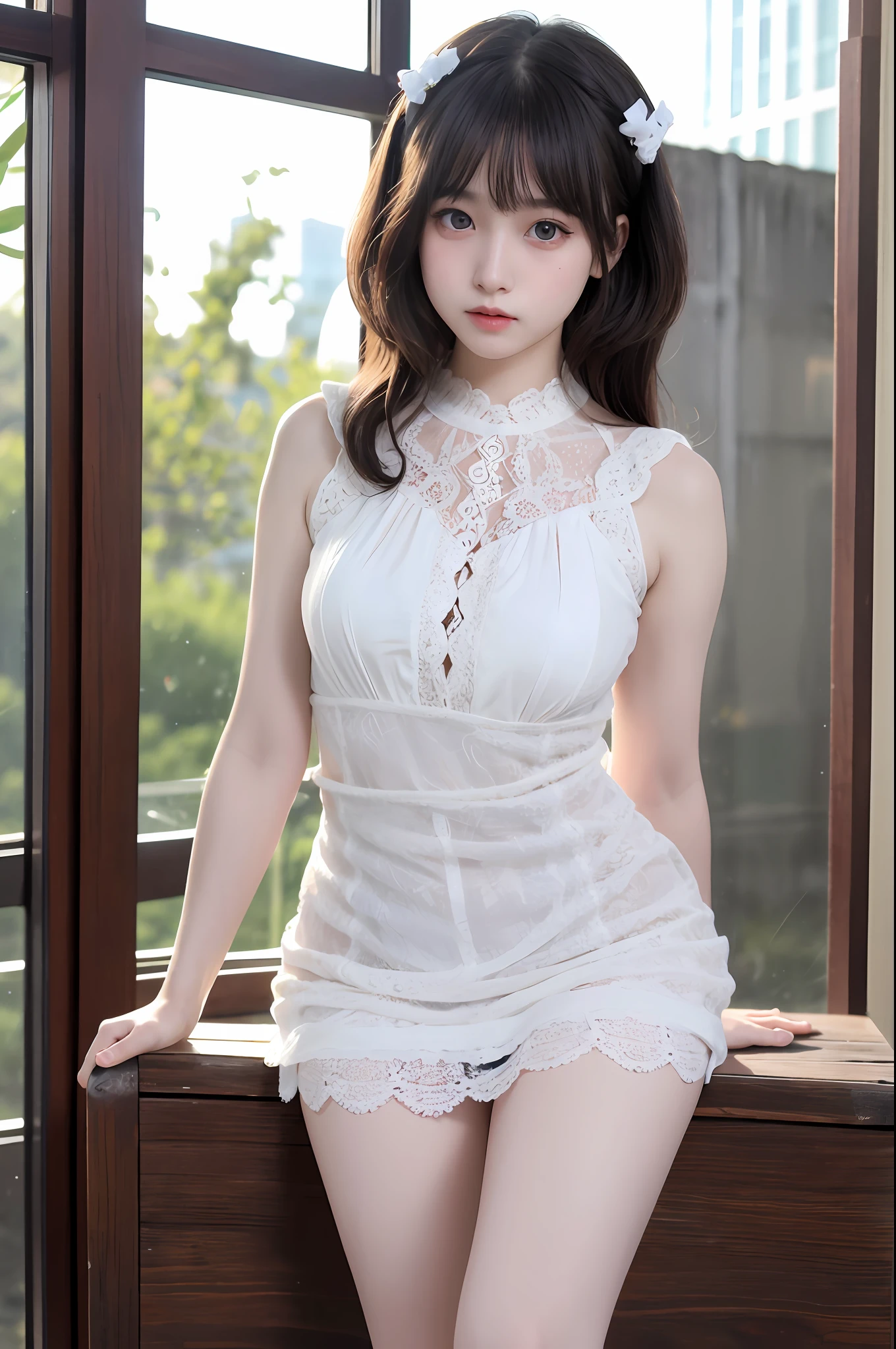 (8k, original photo processing, best quality, masterpiece: 1.2, thighs,), (realistic, realistic, realistic photo: 1.37), ultra-detailed,
Beautiful Delicate Eyes, Cute Delicate Nose, Dress