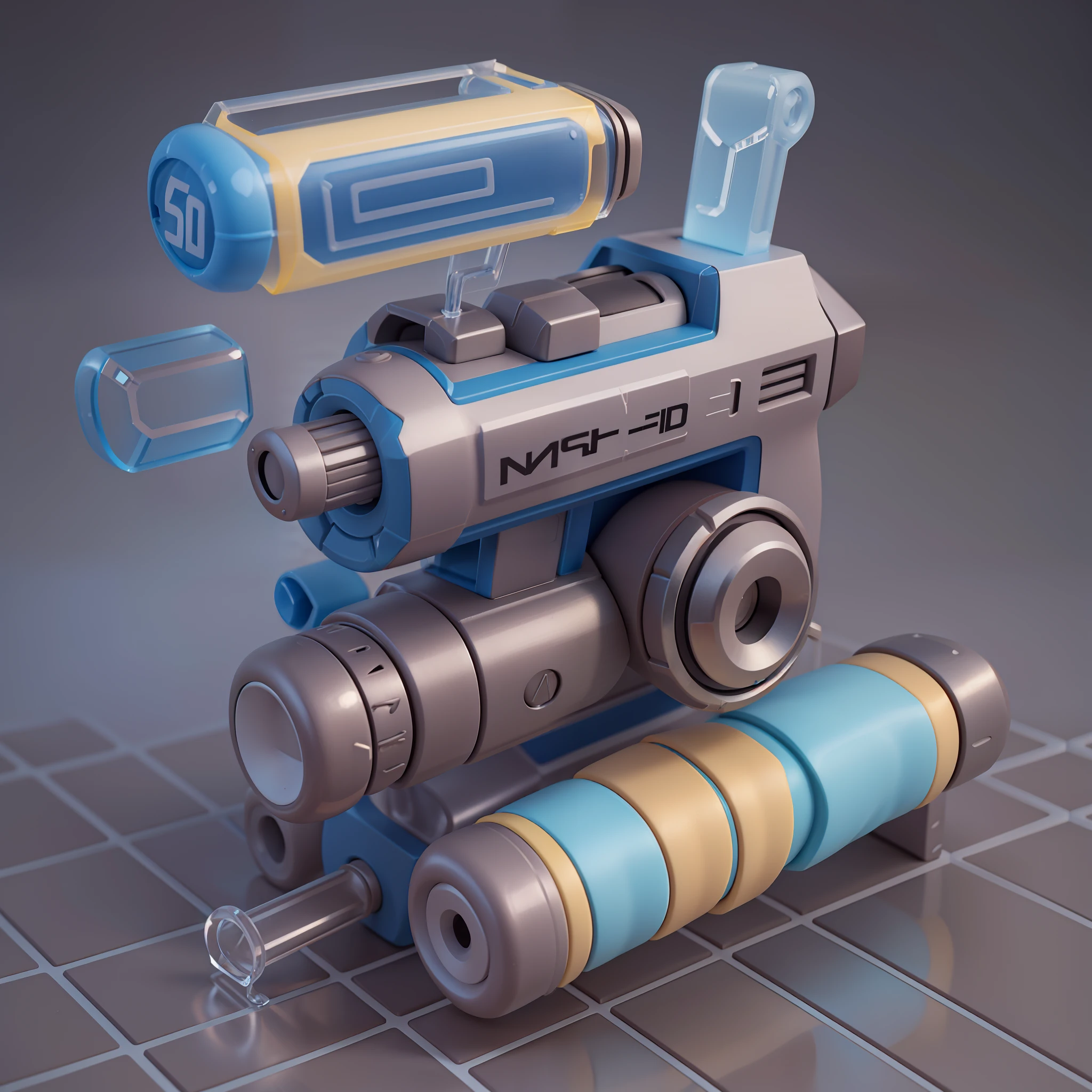 a 3d rendering of a slice Water gun,icon design,UI,a 3D render by Mac Conner,trending on polycount,superflat,3d,bryce 3d,low poly --s 120 --niji 5