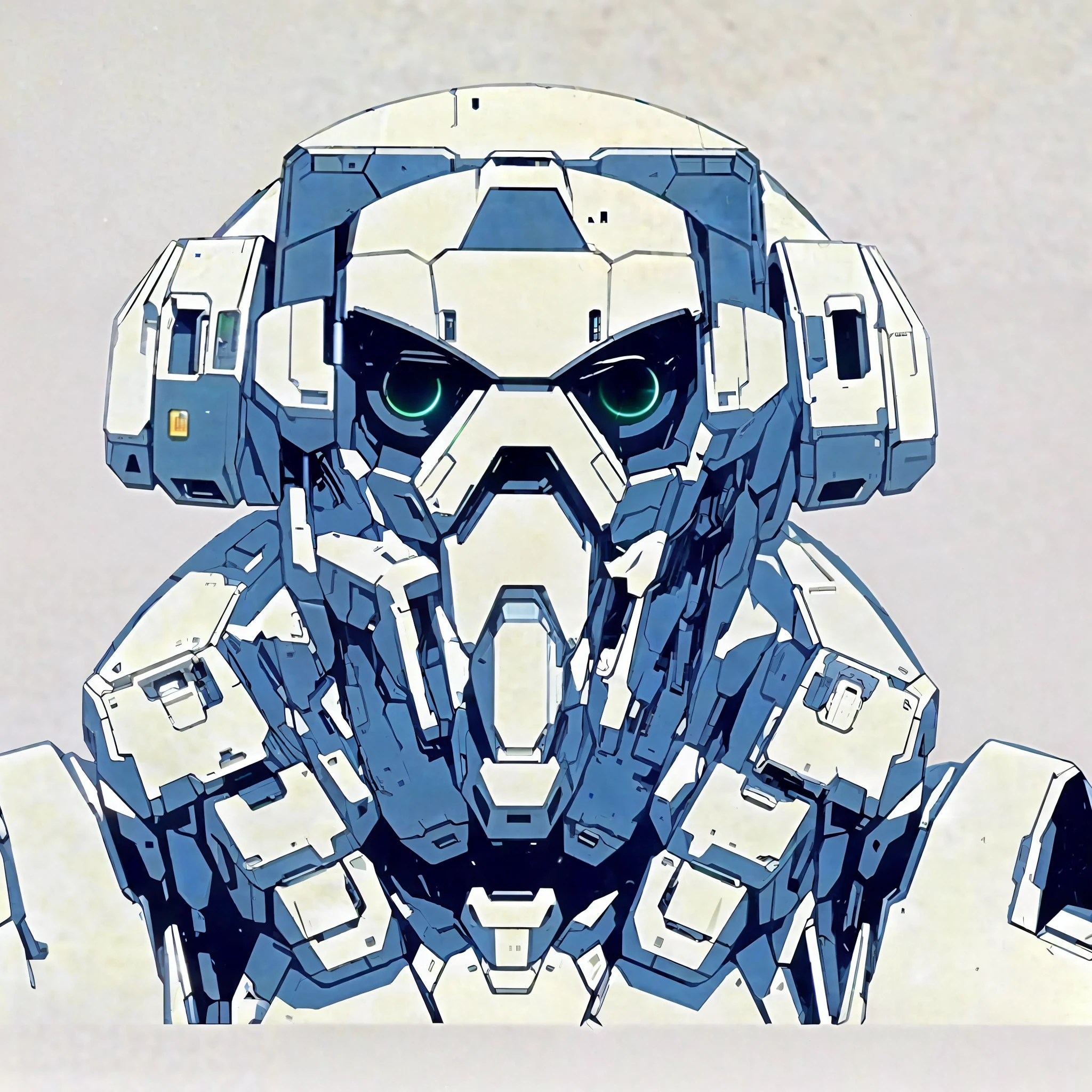 Future space mech, VHS shot of nousr robot, wide-angle lens photo