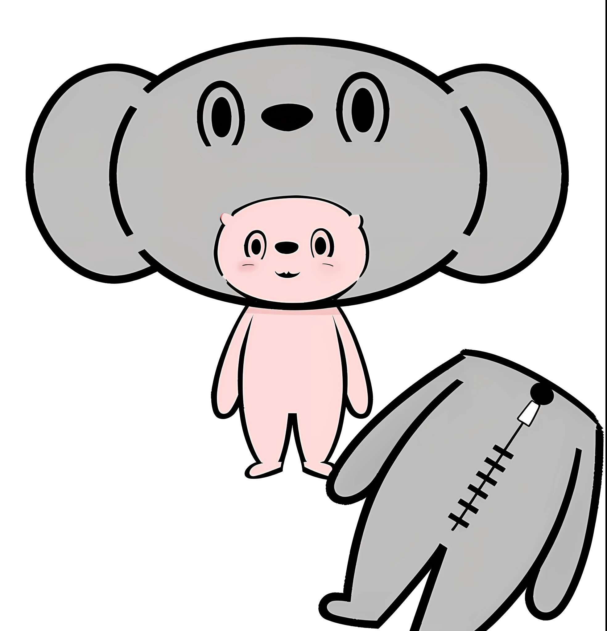 Cartoon of teddy bear with soccer ball, mouse body, anthropomorphic mouse, dressed mouse, gray anthropomorphic, anthropomorphic rat, Stanley mouse, Cheburashka, half robot half bear, beast, omori, half man half bear half pig, anthropomorphic rat, mouse, realistic, colorful, serious