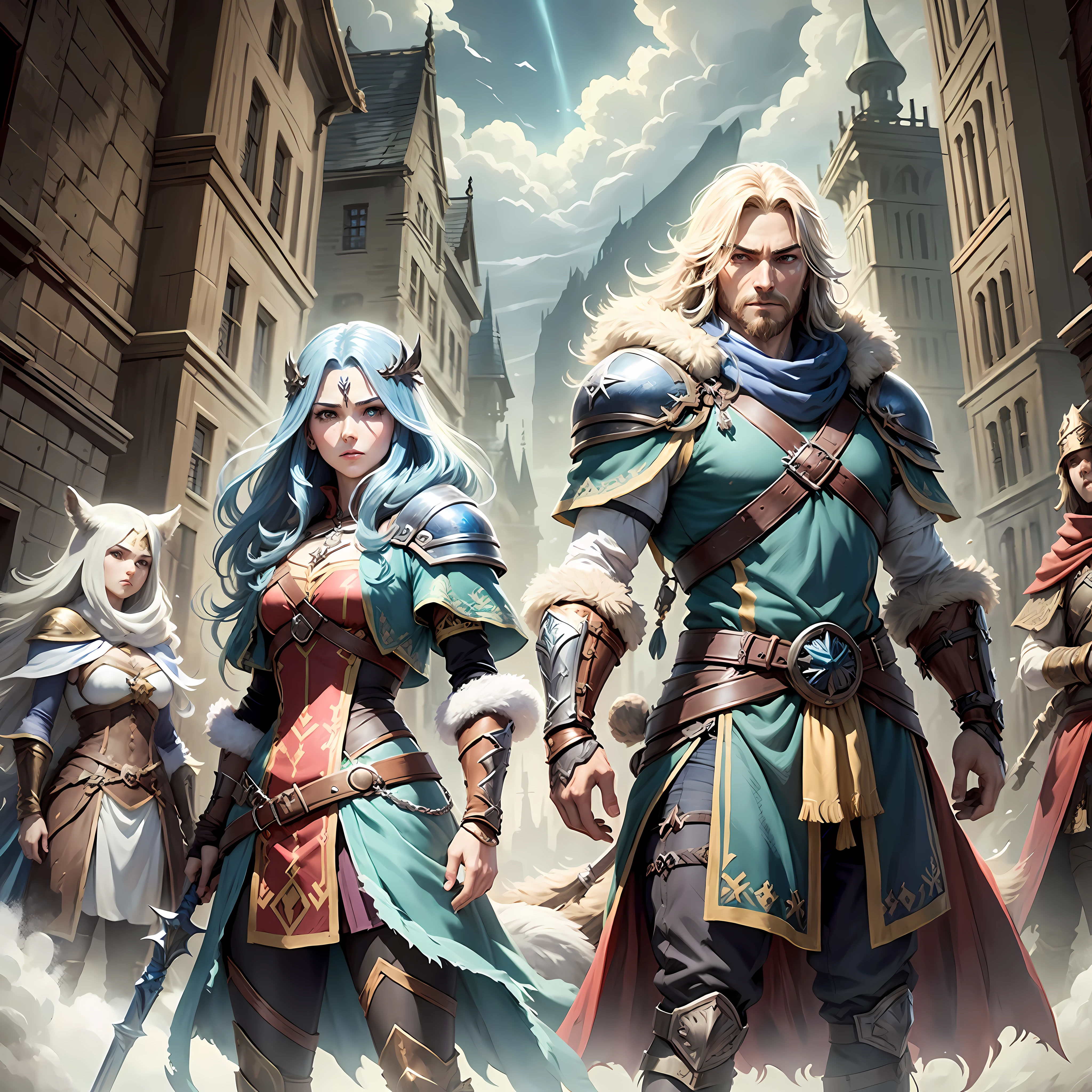 RPG game cover, for Nintendo switch, the game name is tales of temmeria, background with a kingdom consumed by darkness --auto --s2