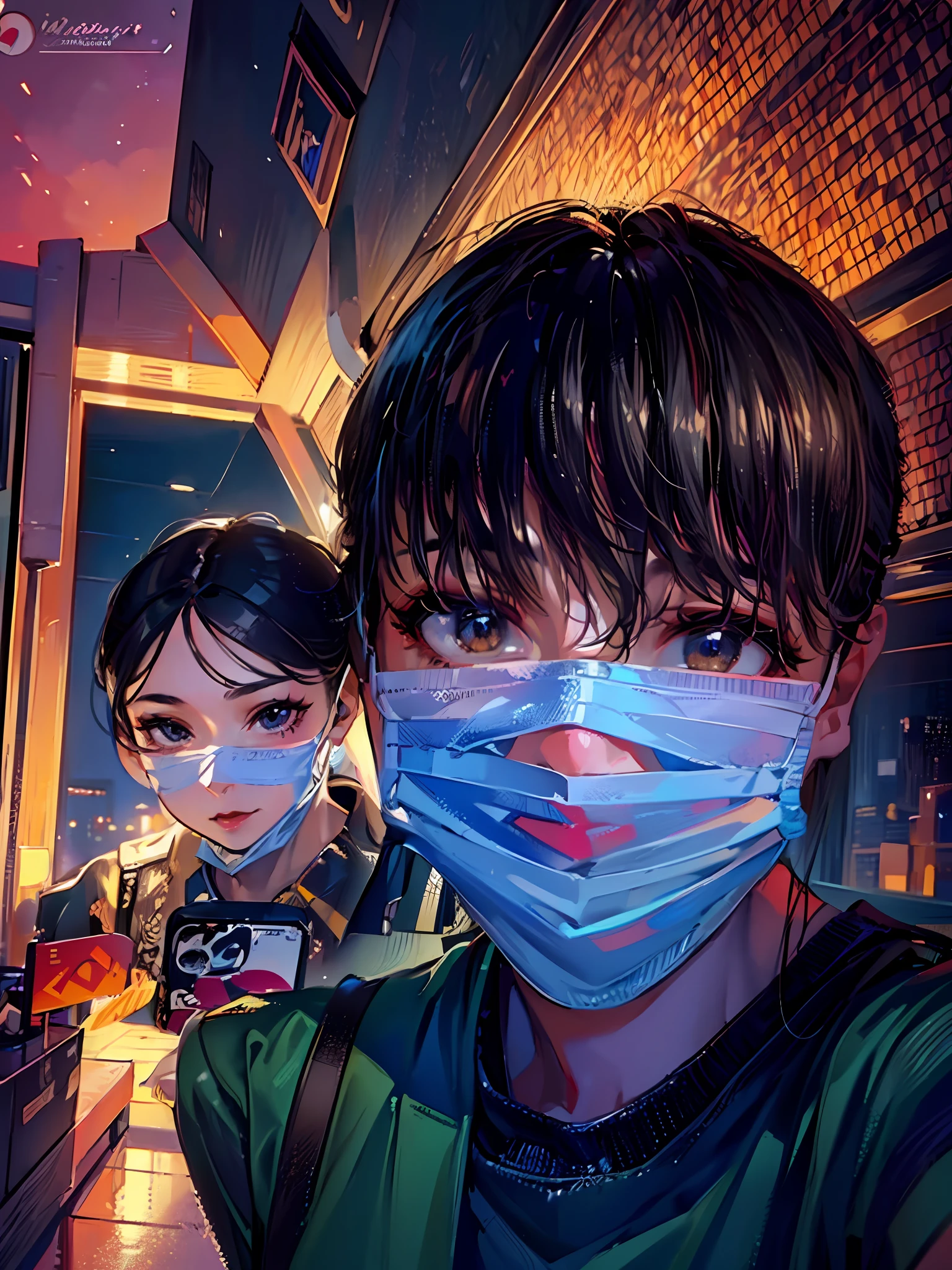 ((highest quality, 8k, masterpiece: 1.3)), girl taking a selfie, height 130 cm, she is about 10 years old, beautiful girl, asian, idol, third grade