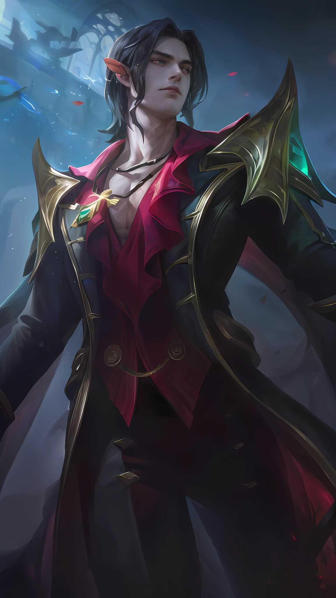 (Absurdres, Intricate Details, Masterpiece, Best Quality, High Resolution, 8k), 1 male, thin, young, aged up, masked, finely detailed eyes and face, auburn low-fade hair, amber eyes, portrait,  looking at viewer, solo, half shot, detailed background, (light fantasy theme:1.1),  focusing, mercenary,  sunshine, floating scraps,  color plate armor, divine aura, bright realistic lighting, marble castle, intense atmosphere, circlet, coat of arms,  brazier,  , Depth of Field, VFX.