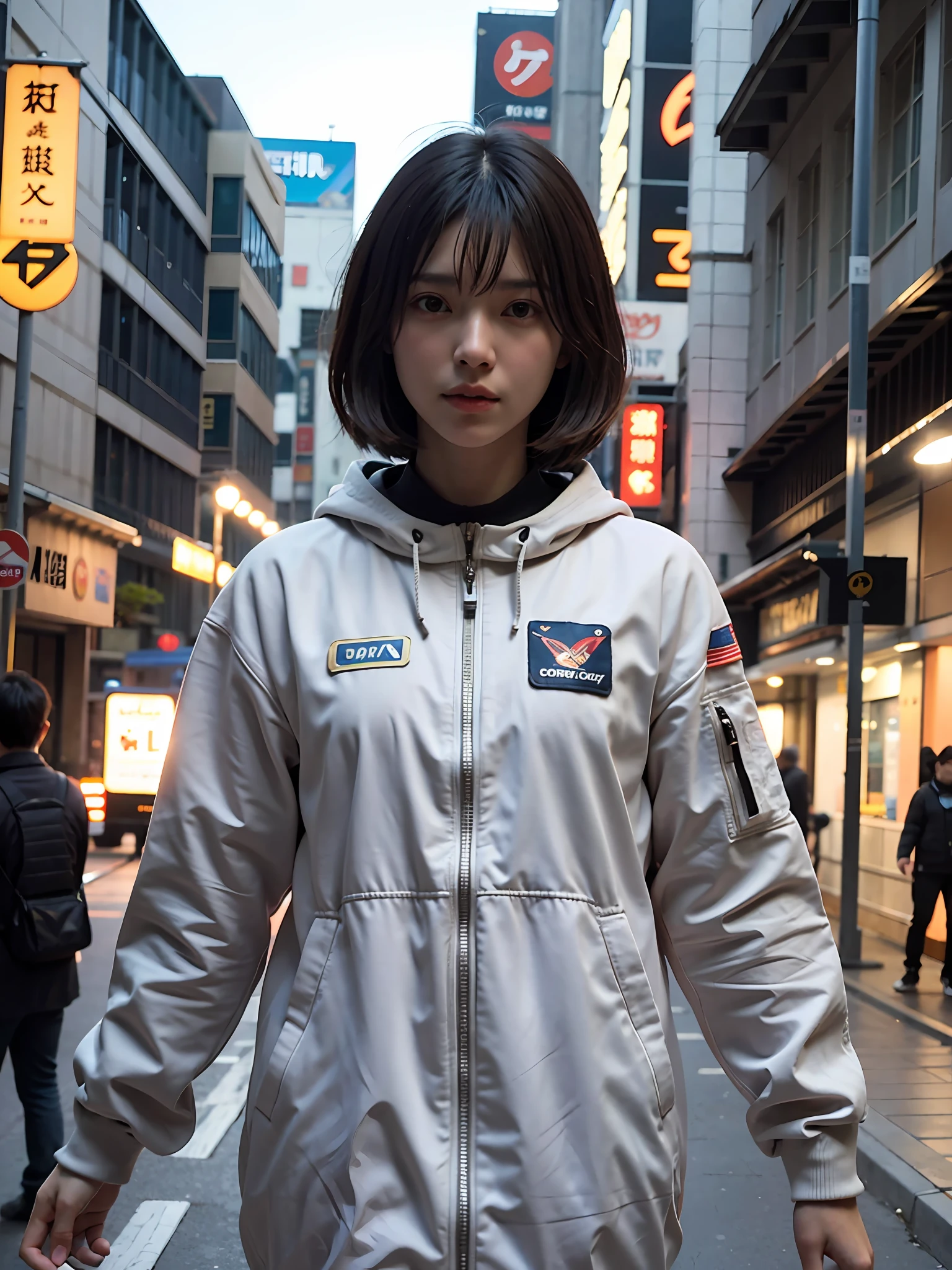 a highly detailed matte of astronaut in crowded and smooky street, by makoto shinkai, by artgerm, by wlop, by greg rutkowski, volumetric lighting, octane render, 4k resolution, trending on artstation, masterpiece