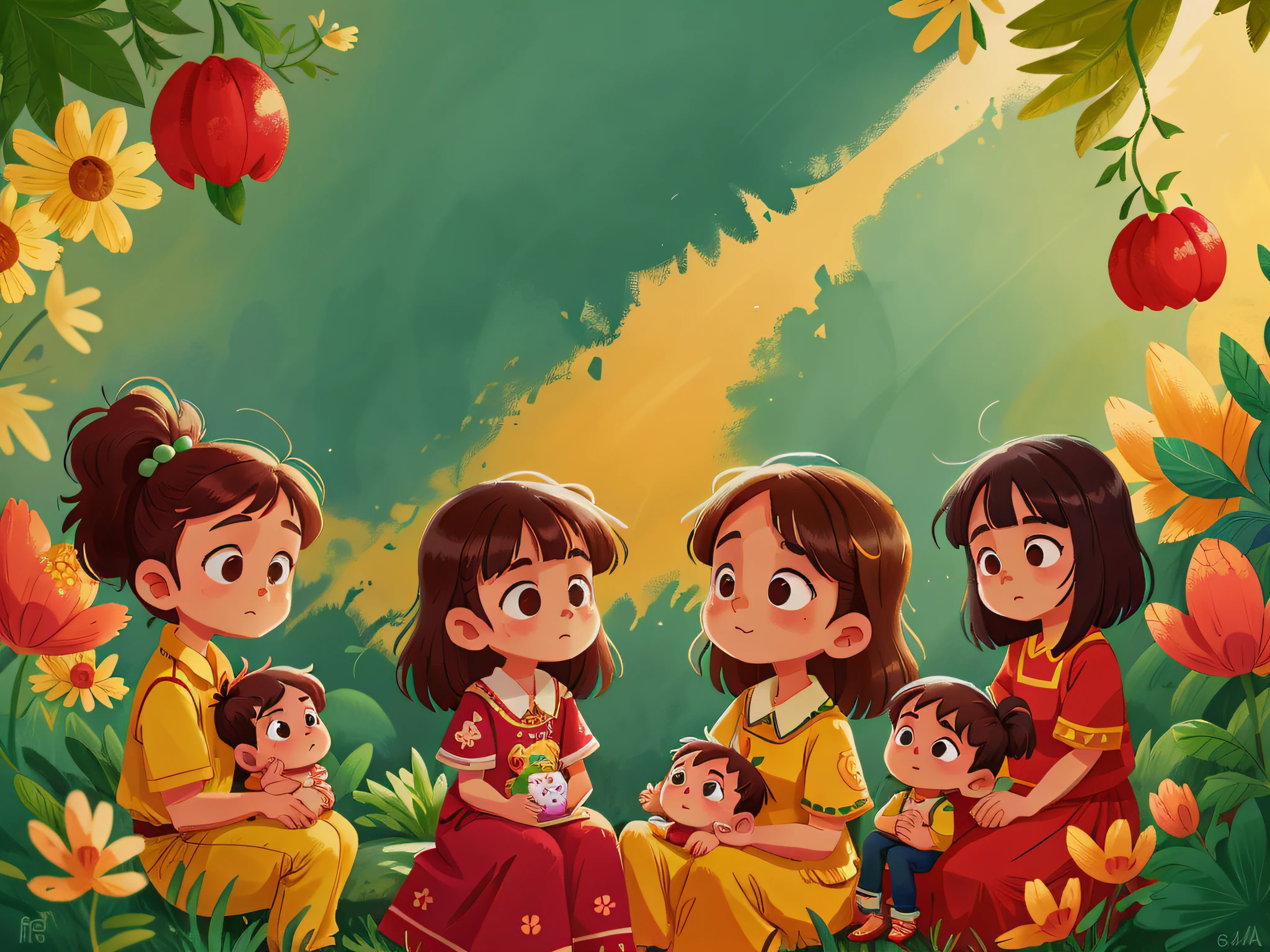 A traditional Brazilian family, Christian with a father, a mother a 14-year-old son and two 3-year-old twin girls, all brunettes.