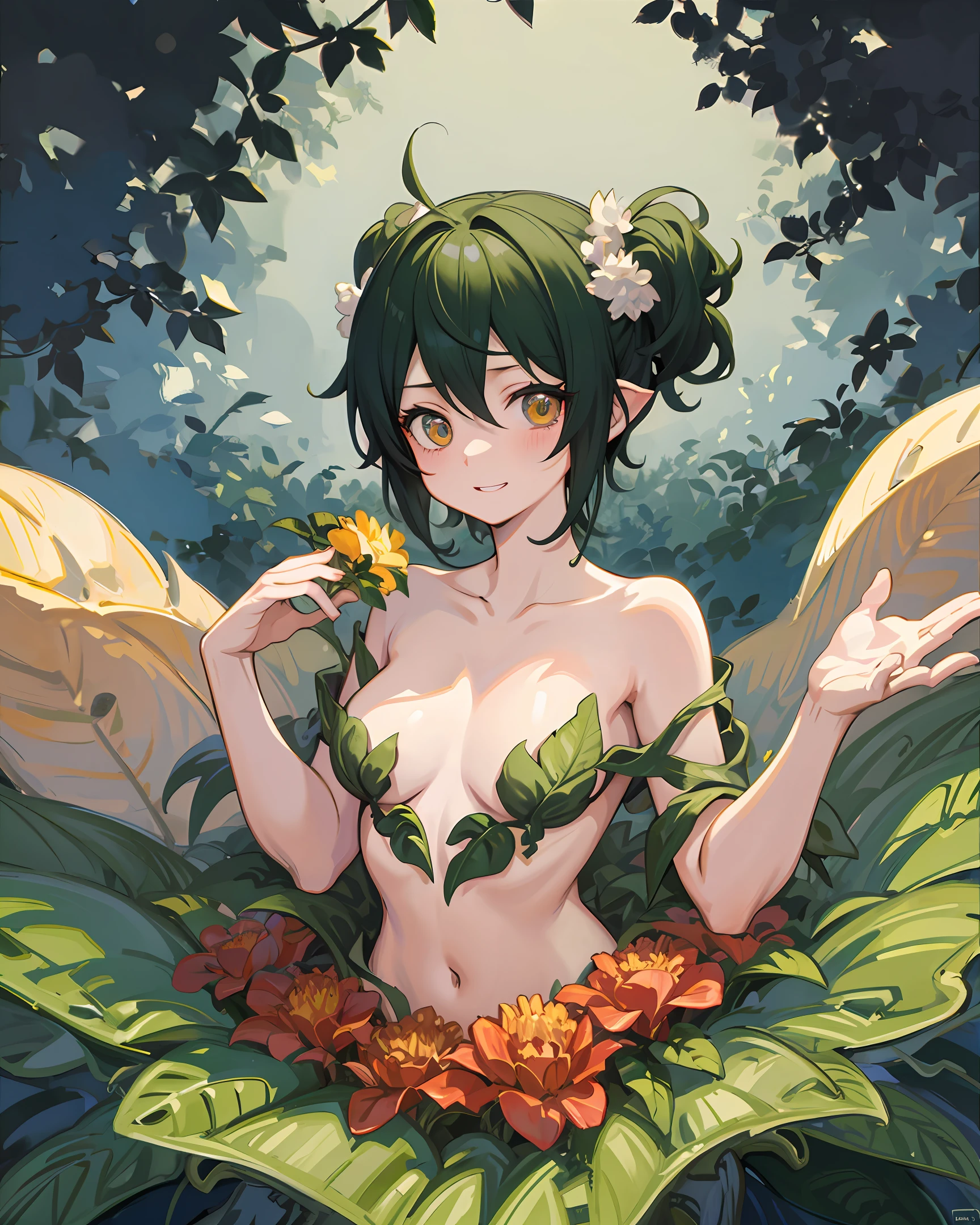 deku from boku no hero naked female version in the forest
