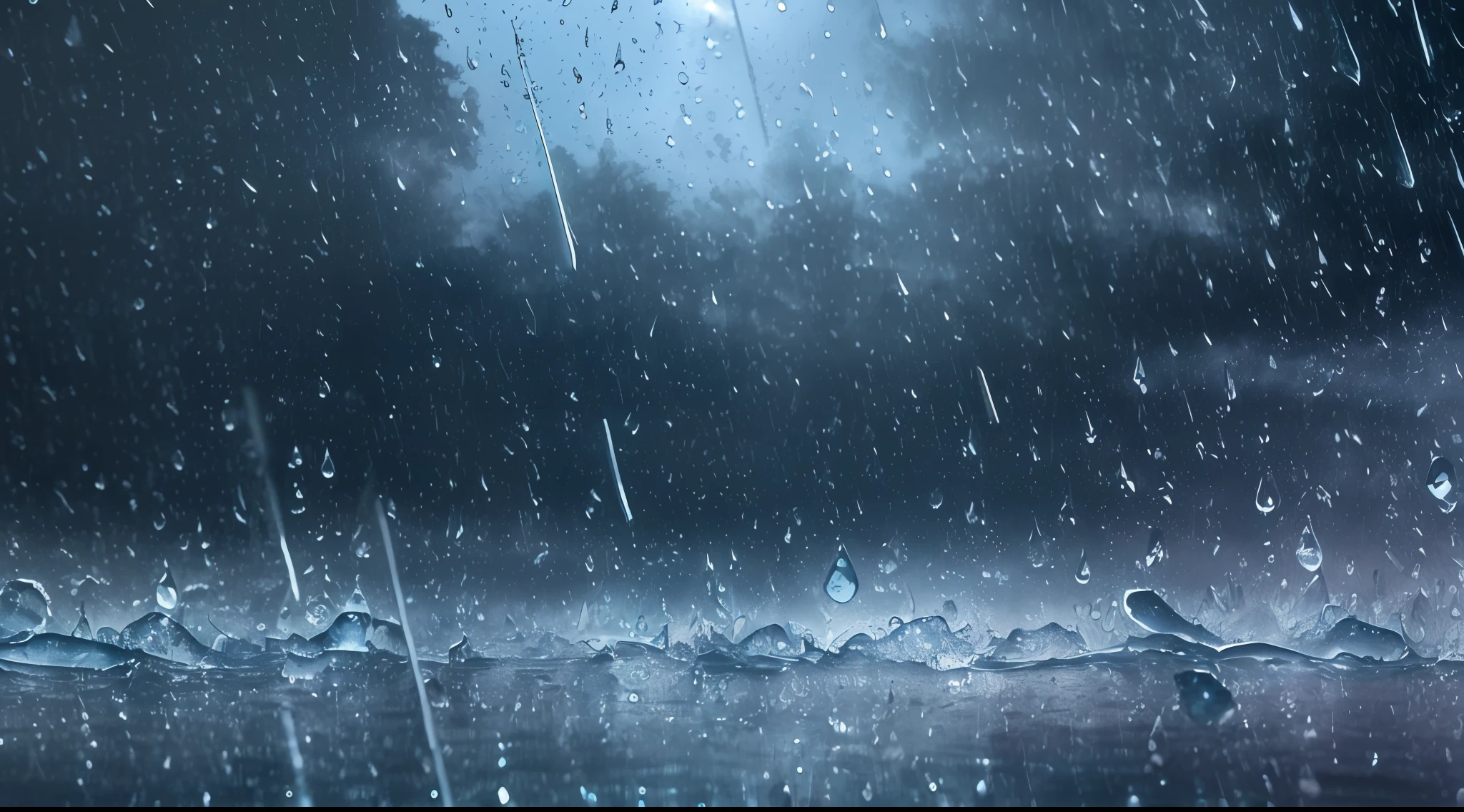 (8k very detailed CG unit wallpaper, best quality, ultra realistic), (stream), ((rain:1.2)),