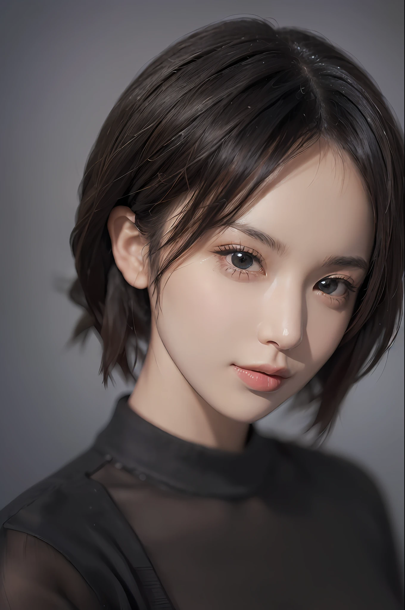 (masterpiece:1.3), (8k, photorealistic, RAW photo, best quality: 1.4), (1girl), beautiful face, (realistic face), (black hair, short hair:1.3), beautiful hairstyle, realistic eyes, beautiful detailed eyes, (realistic skin), beautiful skin, (sweater), absurdres, attractive, ultra high res, ultra realistic, highly detailed, golden ratio