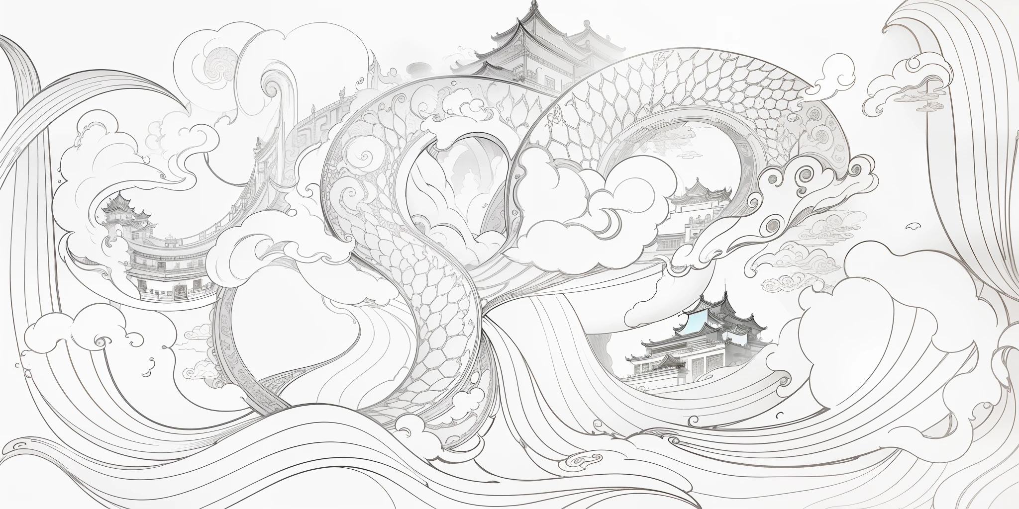 The game scene, the ancient Chinese palace is located above the clouds, surrounded by clouds and mist, majestic, glazed tiles, colorful rays of light, ((color ink)),((splash ink)),((splash ink) ink}) ), masterpiece, high quality, Refined graphics, high detail --auto --s2