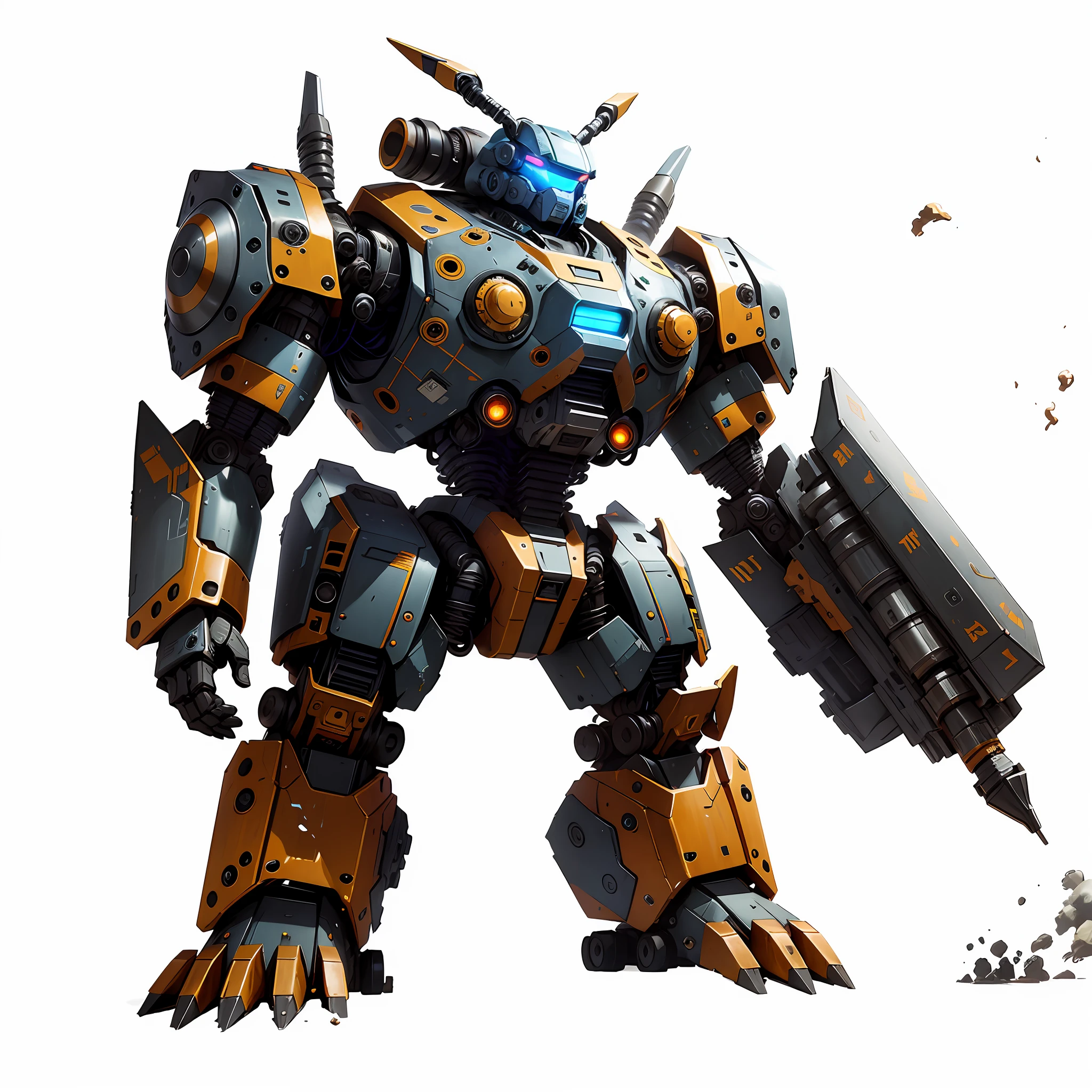 There is a robot standing in the air, mecha animal, manga style fighter mech, fighter mech, large mech, anime large mech robot, giant humanoid mecha, huge mecha robot, mecha, cool mecha style, fighter mech, mecha concept art, full body frontal, mecha robot, mecha warrior --auto --s2