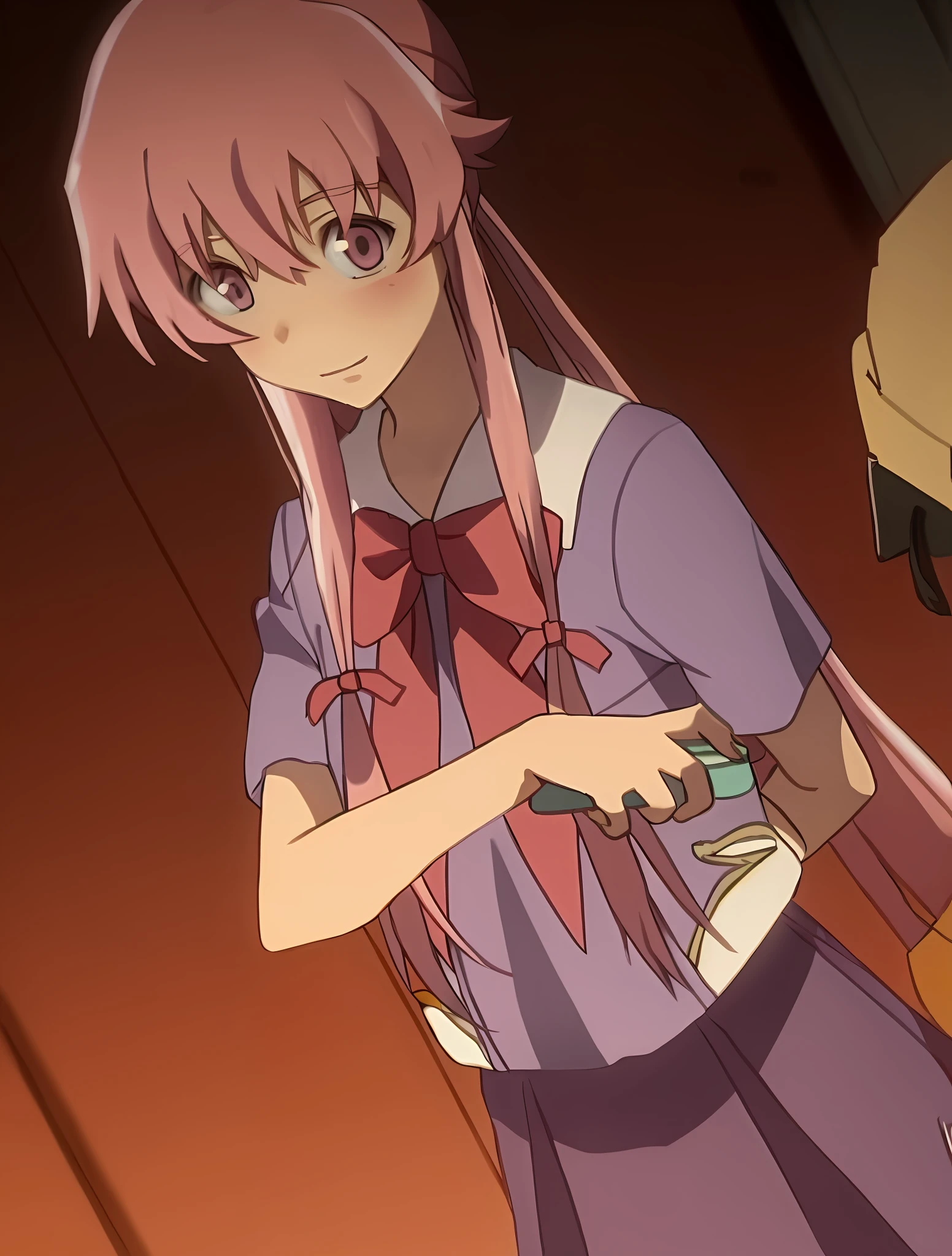 Gasai Yuno, pink hair, pink eyes