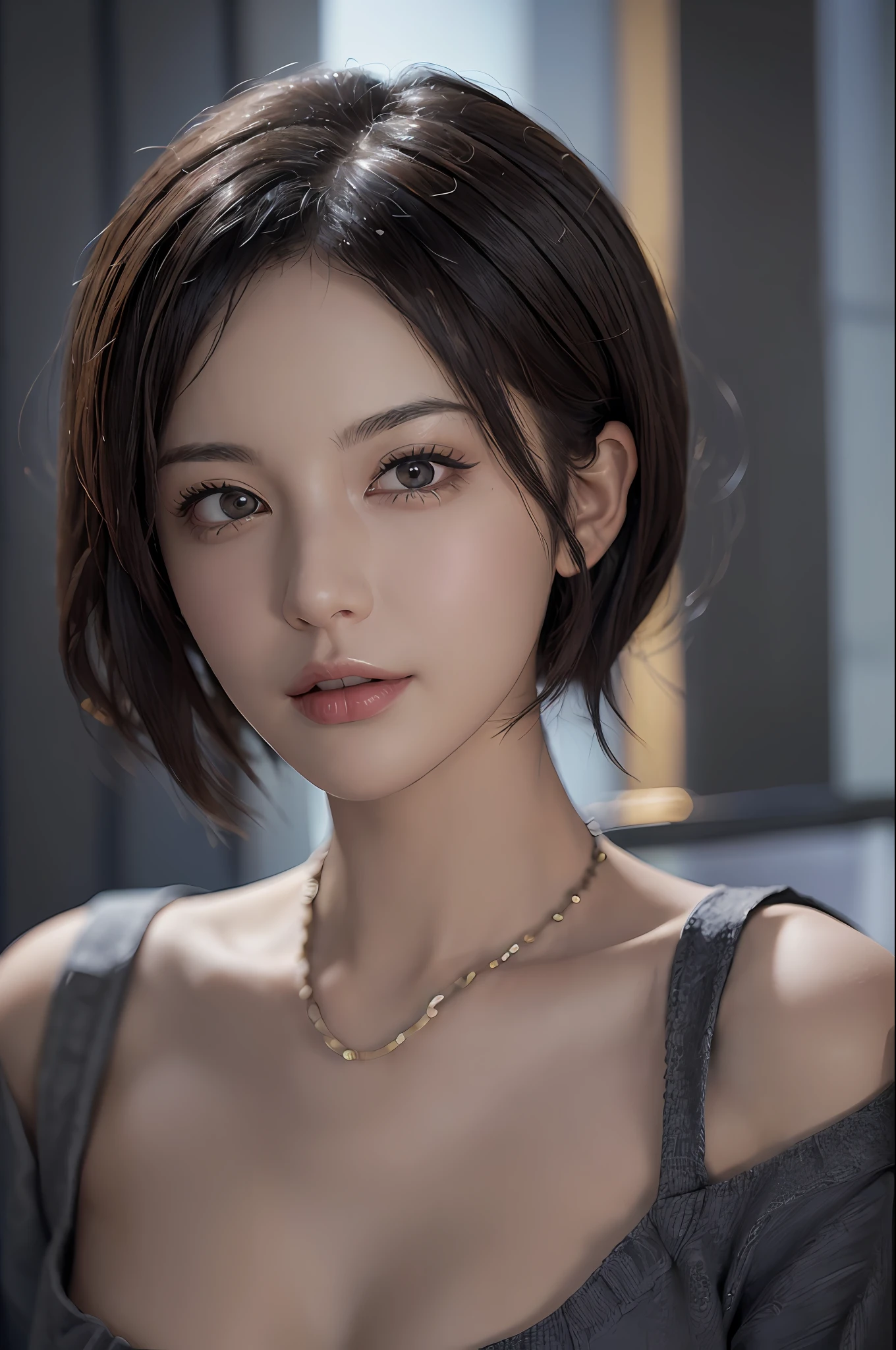 (masterpiece:1.3), (8k, photorealistic, RAW photo, best quality: 1.4), (1girl), beautiful face, (realistic face), (black hair, short hair:1.3), boy, beautiful hairstyle, realistic eyes, beautiful detailed eyes, (realistic skin), beautiful skin, (sweater), ridiculous, attractive, super high resolution, super realistic, very detailed, golden ratio