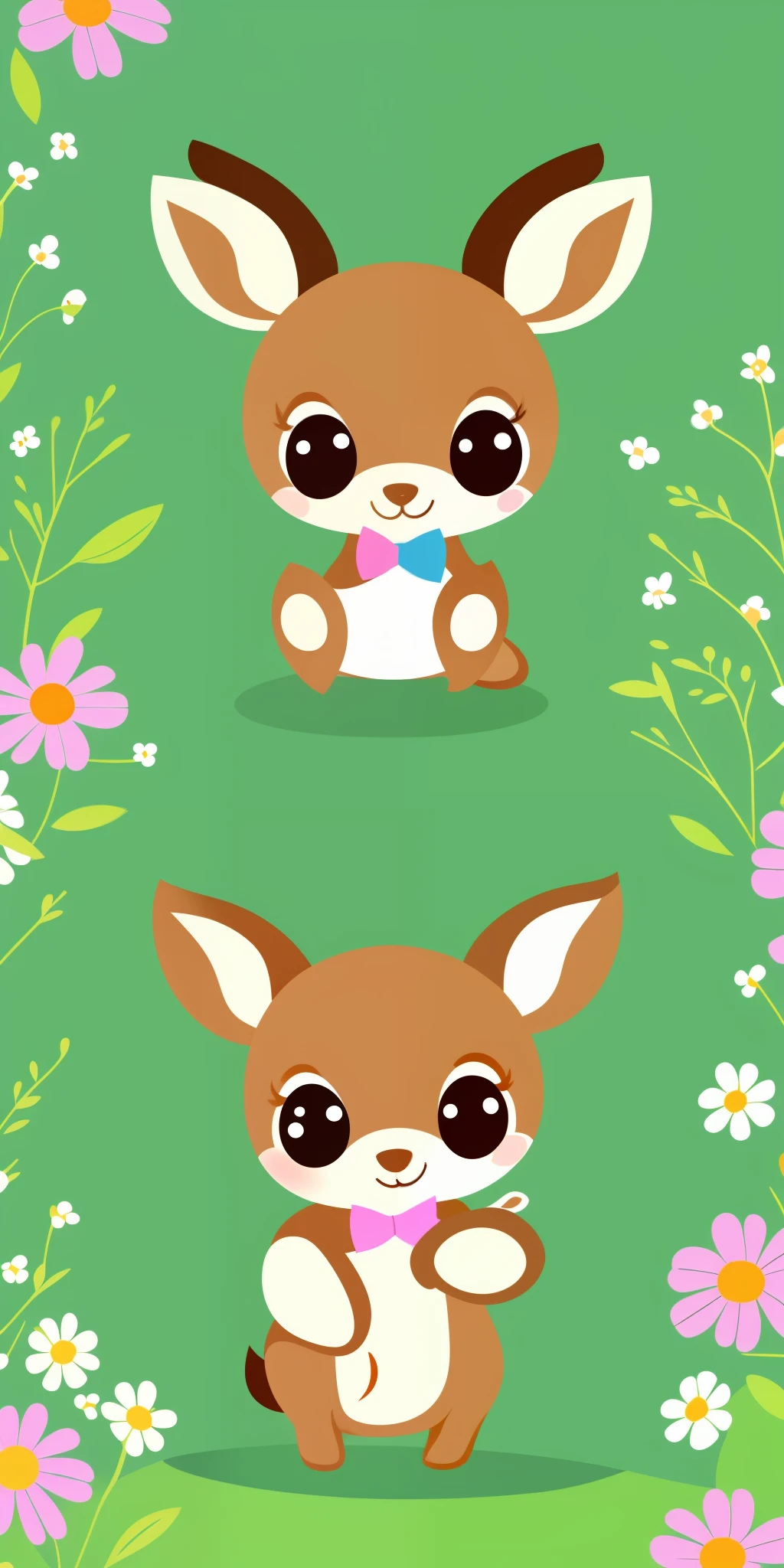 a drawing of a chibi style cute little baby deer with a bow surrounded by beautiful flowers in a meadow, 8k resolution concept art in the [style-sylvamagic],( intricate details:1.2), beautiful eyes, sunlight, (high quality:1.2), trending on artstation, 8k, absurdres, (close up:1.1), Style-Nebmagic,
