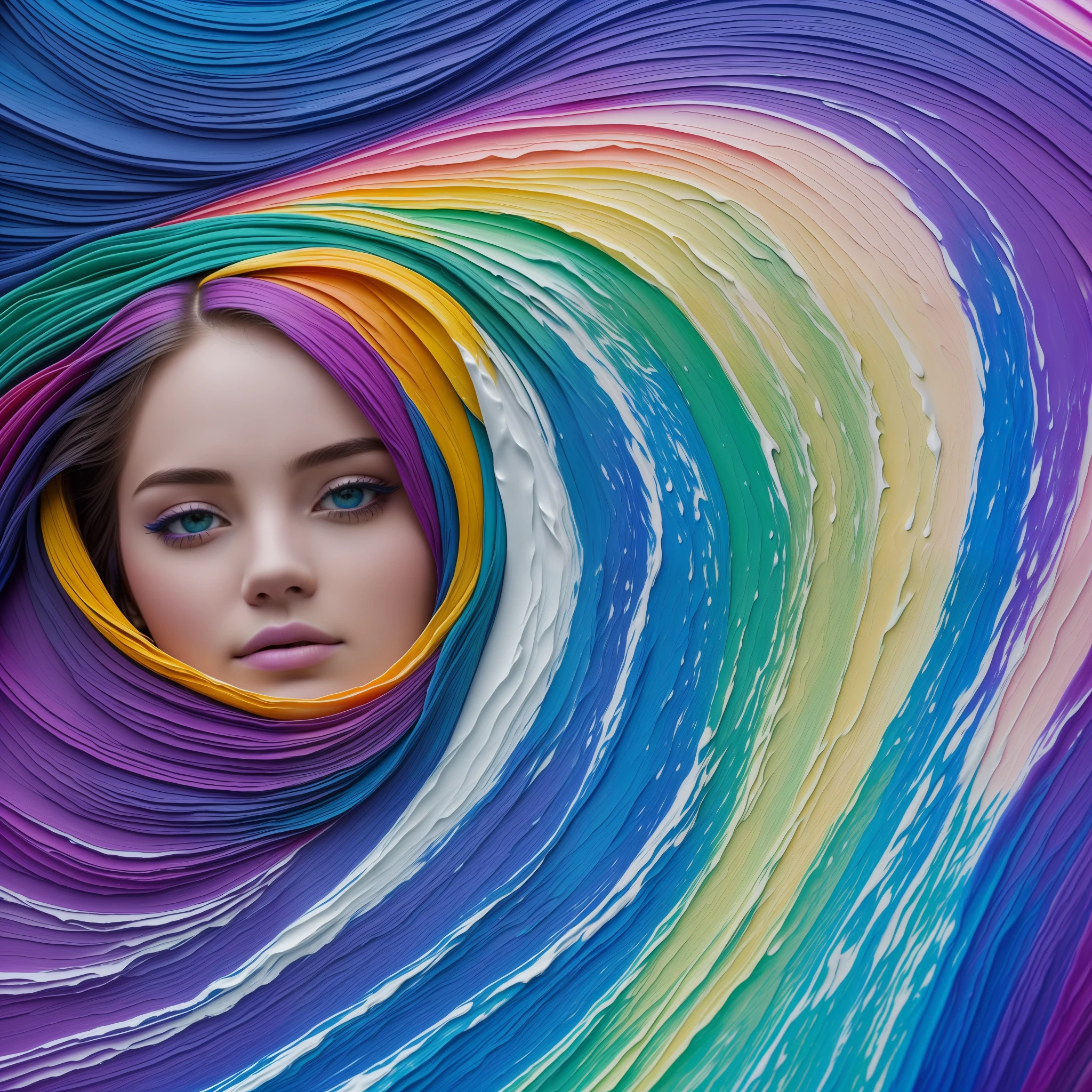 (degree difference: 1.8), (Paint collides and splashes on the fabric), (depth of field), the side of 1girl blends into it, (side), opens mouth, (rainbow hair liquid paint: 1.1) made of paint and defies gravity, flows thickly, (paint splashes: 1.3), liquid state, amazingly beautiful,  masterpiece, detailed background, ultra-high-quality model, ethereal background, abstract beauty, explosive volume, oil paint, heavy stroke, romantic light, subsurface scattering, 135mm lens, f1.8, glow, 8k, high resolution, dreamy, ray tracing, HDR, magic ray, sexy --auto --s2