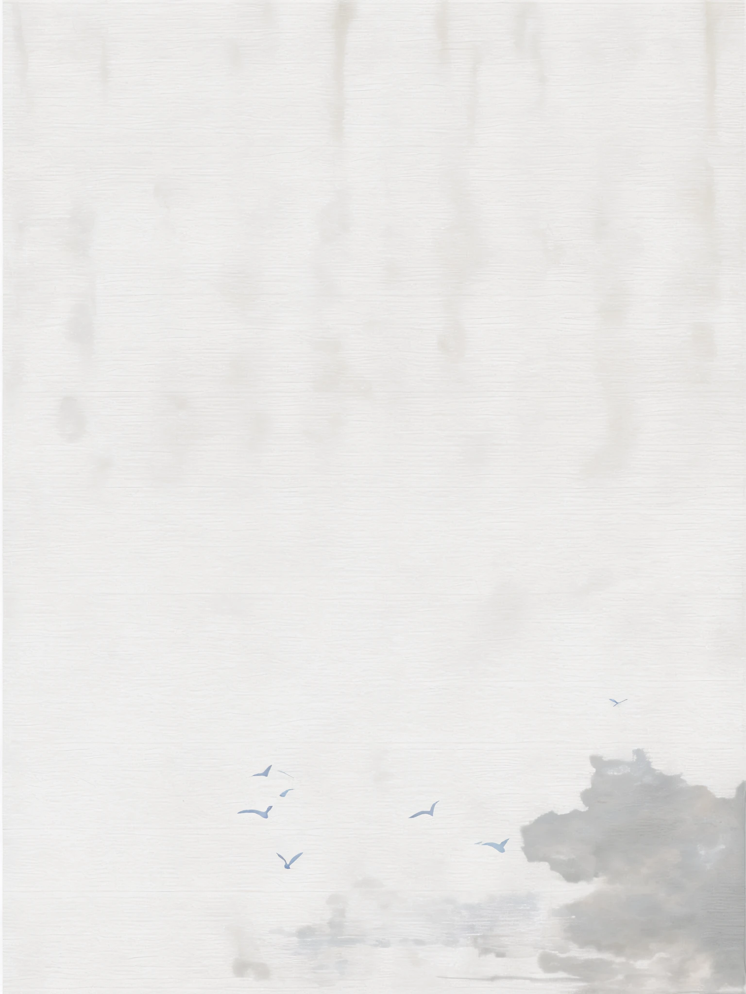 There is a painting of a boat flying around in the water, covered with Chinese script, inspired by Song Huizong, Su Fu, inspired by Tang Yin, inspired by Xiao Yuncong, inspired by Wang Lu, inspired by Hu Jieqing, inspired by Zhou Jichang, inspired by Xu Xi, visible paint texture, beige sky pencil markers, round flat water color texture, oil paper texture, marble white skin tone, paint texture, painting texture, cream white background, hand drawn texture, dry brush texture, circular brush stroke, blue ink stain, minimalist background