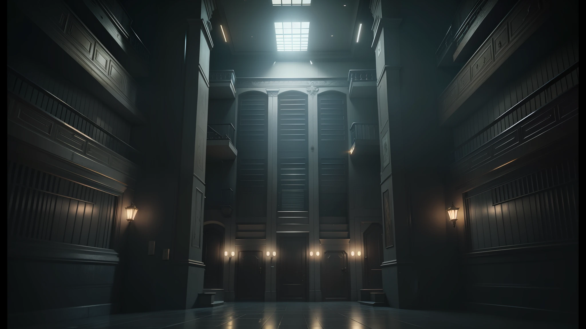 there is a hallway with a bunch of stairs in it, unreal engine cinema4d, cgsociety 9, unreal engine 5 : :, unreal engine 5 render, unreal engine 5 », unreal engine 5 8 k rendering, unreal engine 8k, unreal engine 8 k, unreal engine 5 4k render, cinema-4d, unreal engine 5 render 16k --auto --s2