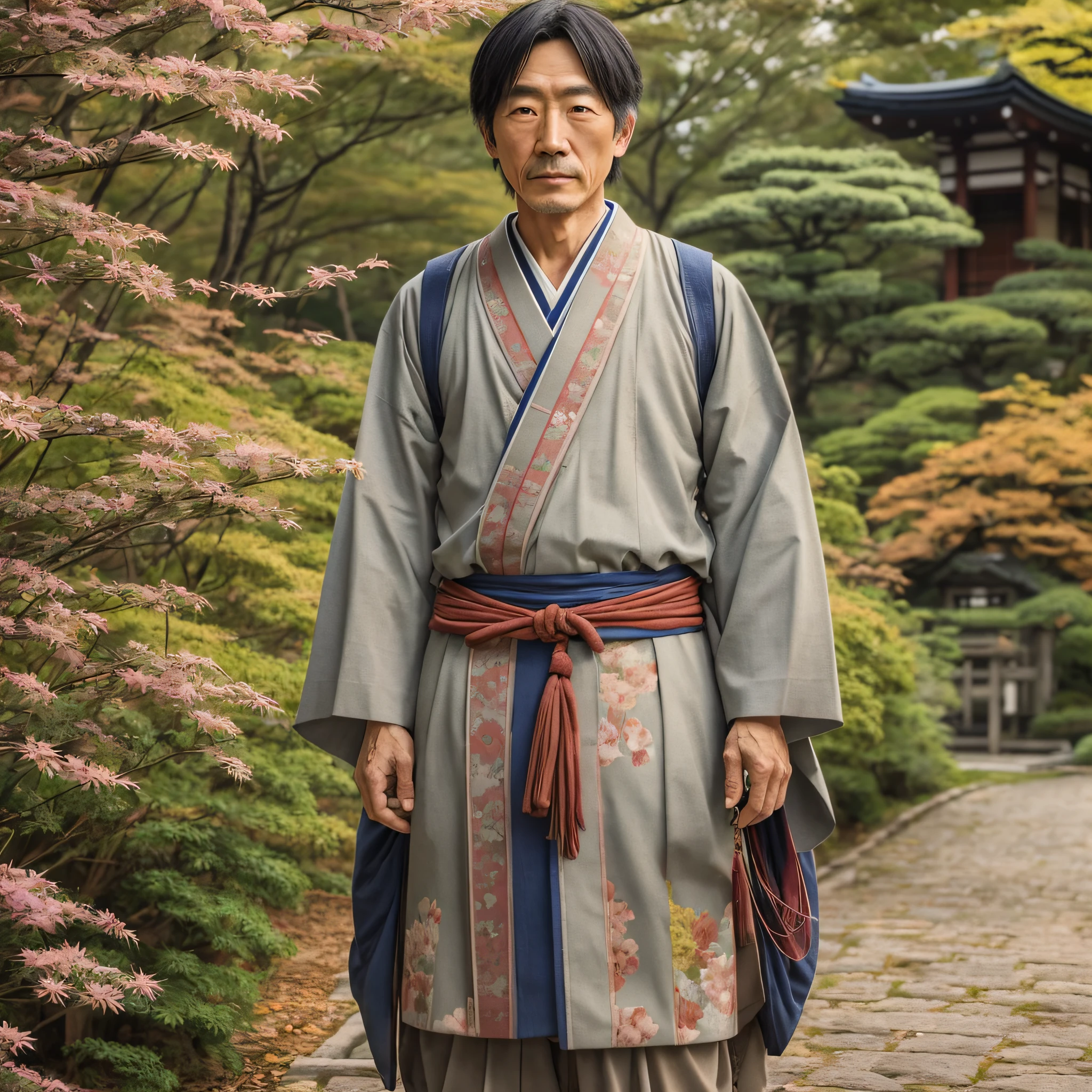A realistic Japanese man with old clothes --auto --s2