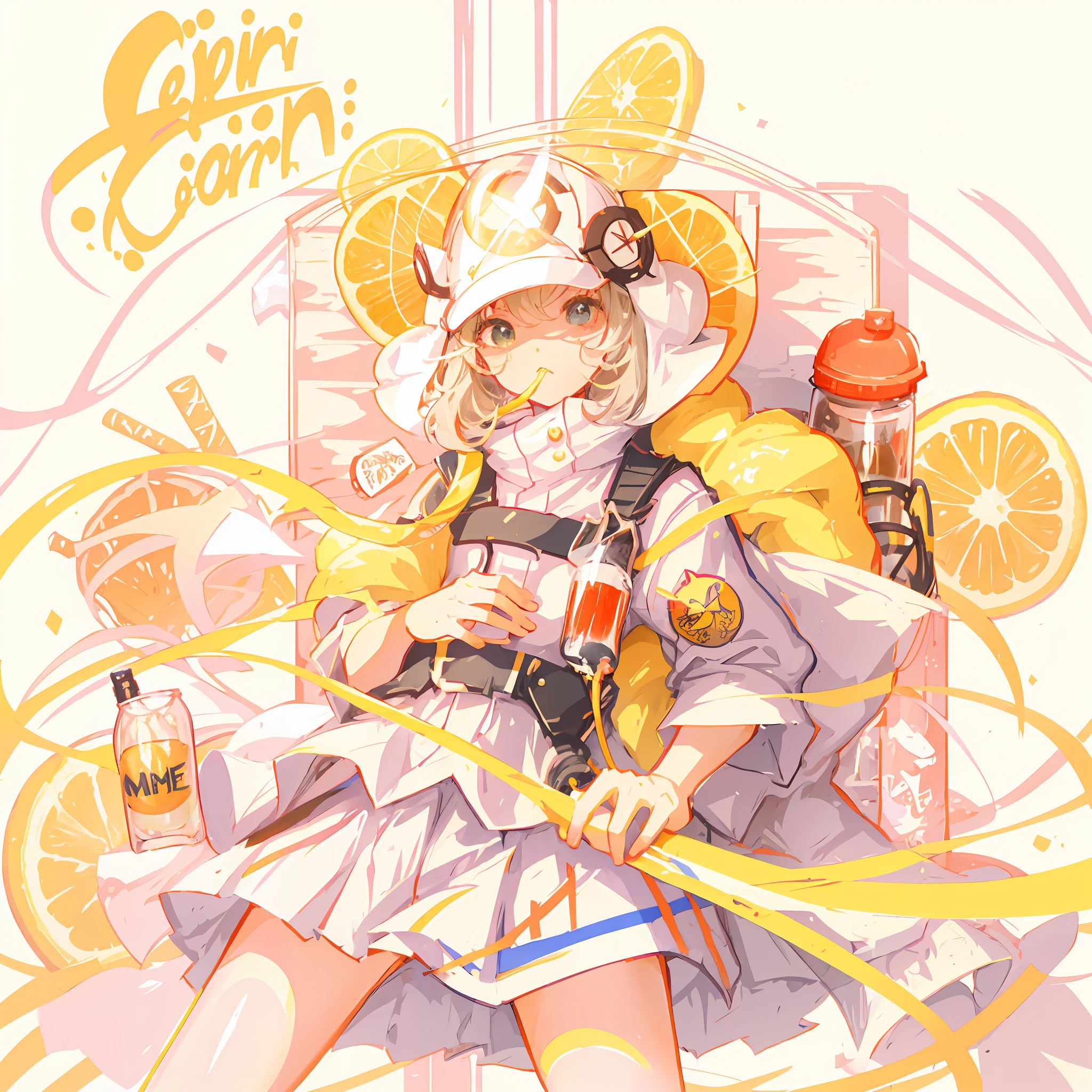 there is a cartoon picture of a kid drinking from a bottle, spilling juice, anime girl drinks energy drink, pouring, loli, 🍸🍋, soda themed girl, by Naka Bokunen, cute:2, splash art anime loli, [ conceptual art ]!!, by Ei-Q, pixiv, by Kose Kanaoka, melty