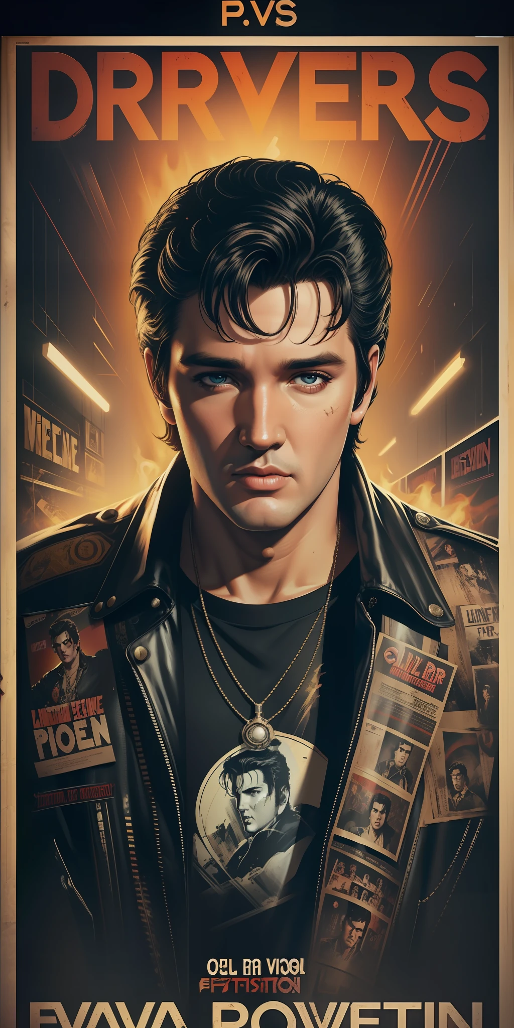Elvis Prasley, vhs effect, (poster:1.6),poster on wall, nostalgia, movie poster, portrait,
(skin texture), intricately detailed, fine details, hyperdetailed, raytracing, subsurface scattering, diffused soft lighting, shallow depth of field, by (Oliver Wetter))neon)