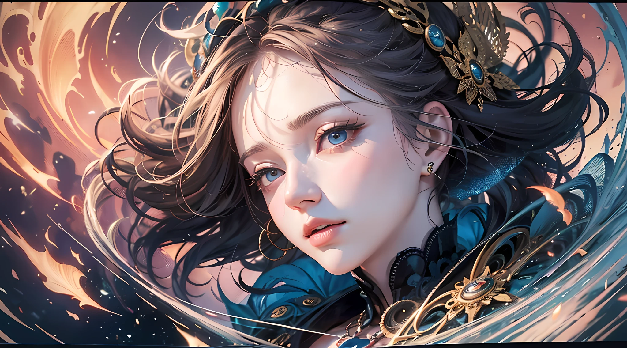 official art, Unity 8k wallpaper, ultra detailed, beautiful and beautiful, masterpiece, best quality, (zen, mandala, tangled, tangled), (fractal art:1.3) , 1girl, very detailed, dynamic angle, cowboy shot, most beautiful chaotic form, elegant, fauvist design, bright colors, romanticism, james Jean, Robbie devi Antono, ros tran, francis bacon, michal mraz, adrian gainey, petra cottwright, Gerhard Richter, Takato Yamamoto, Ashley Wood, atmosphere, the ecstasy of notes, flowing notes visible --auto --s2