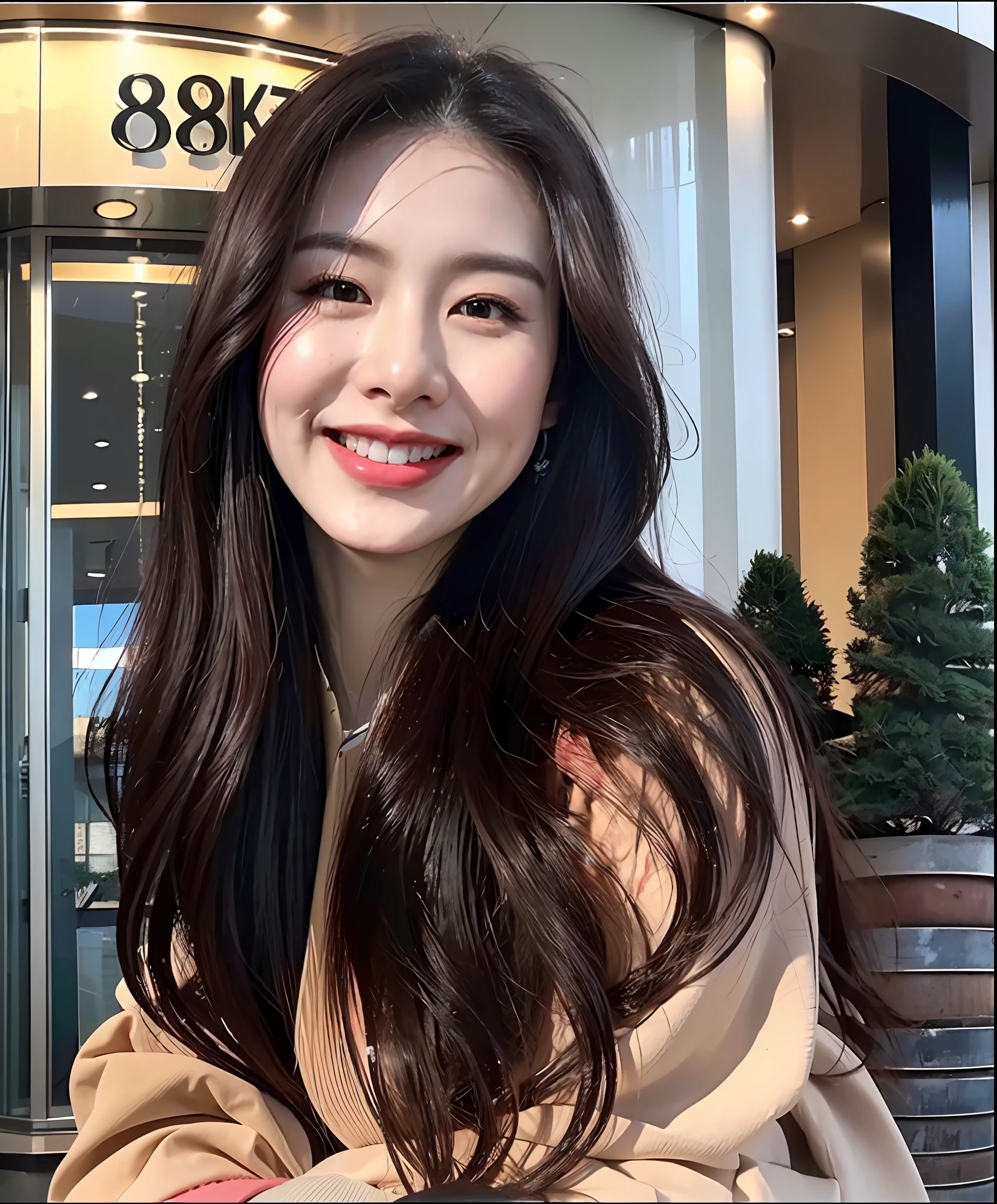 big bust (8k, best quality, masterpiece:1.2), (realistic, photo-realistic:1.37), ultra-detailed, 1 girl, cute, solo, beautiful detailed sky, detailed cafe, night, sitting, dating, (nose blush), (smile:1.15), (closed mouth), small breasts, beautiful detailed eyes, night, wet, rain, floating hair NovaFrogStyle, 22 years old