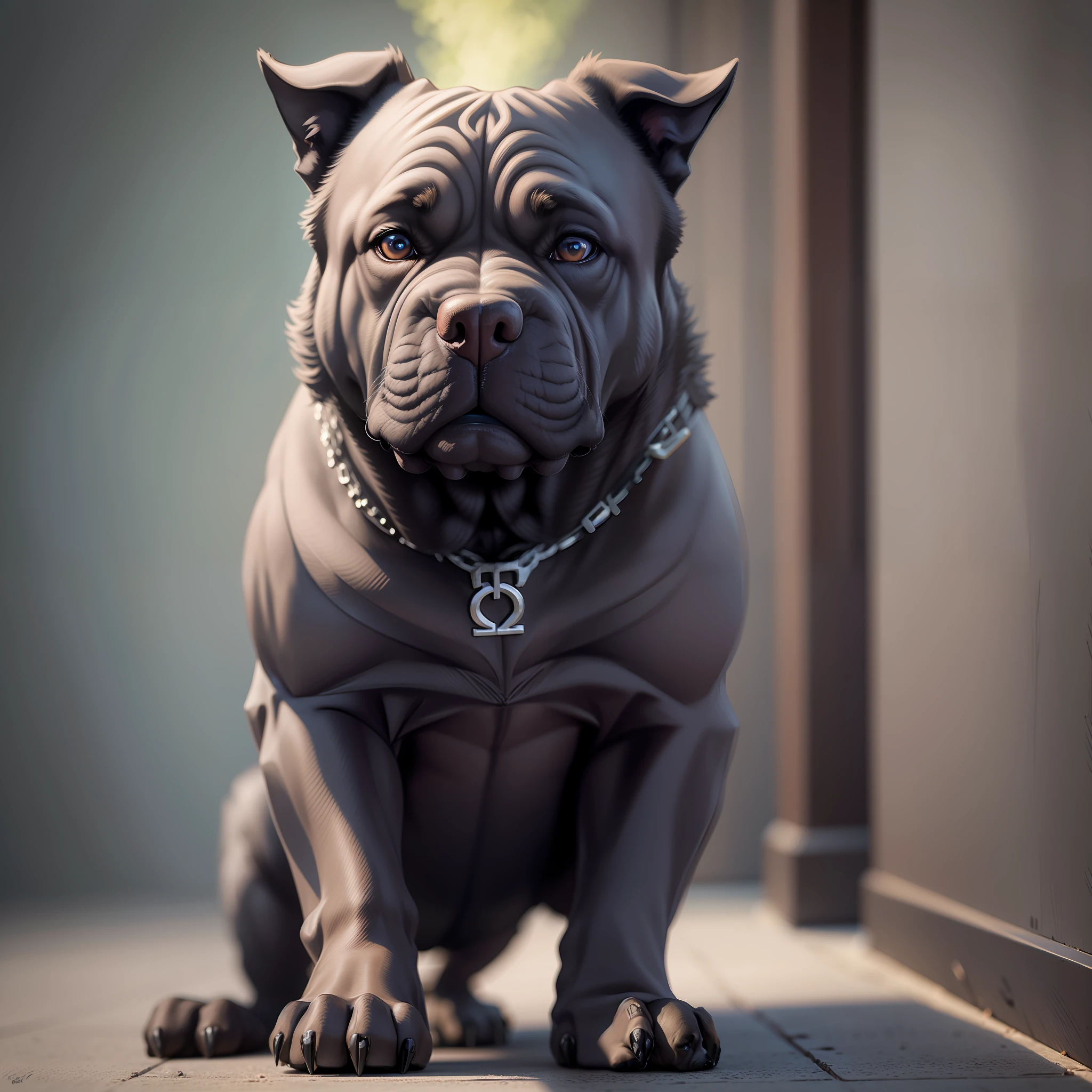 Canecorso breed dog, colorful, realistic volumetric light of masterpiece