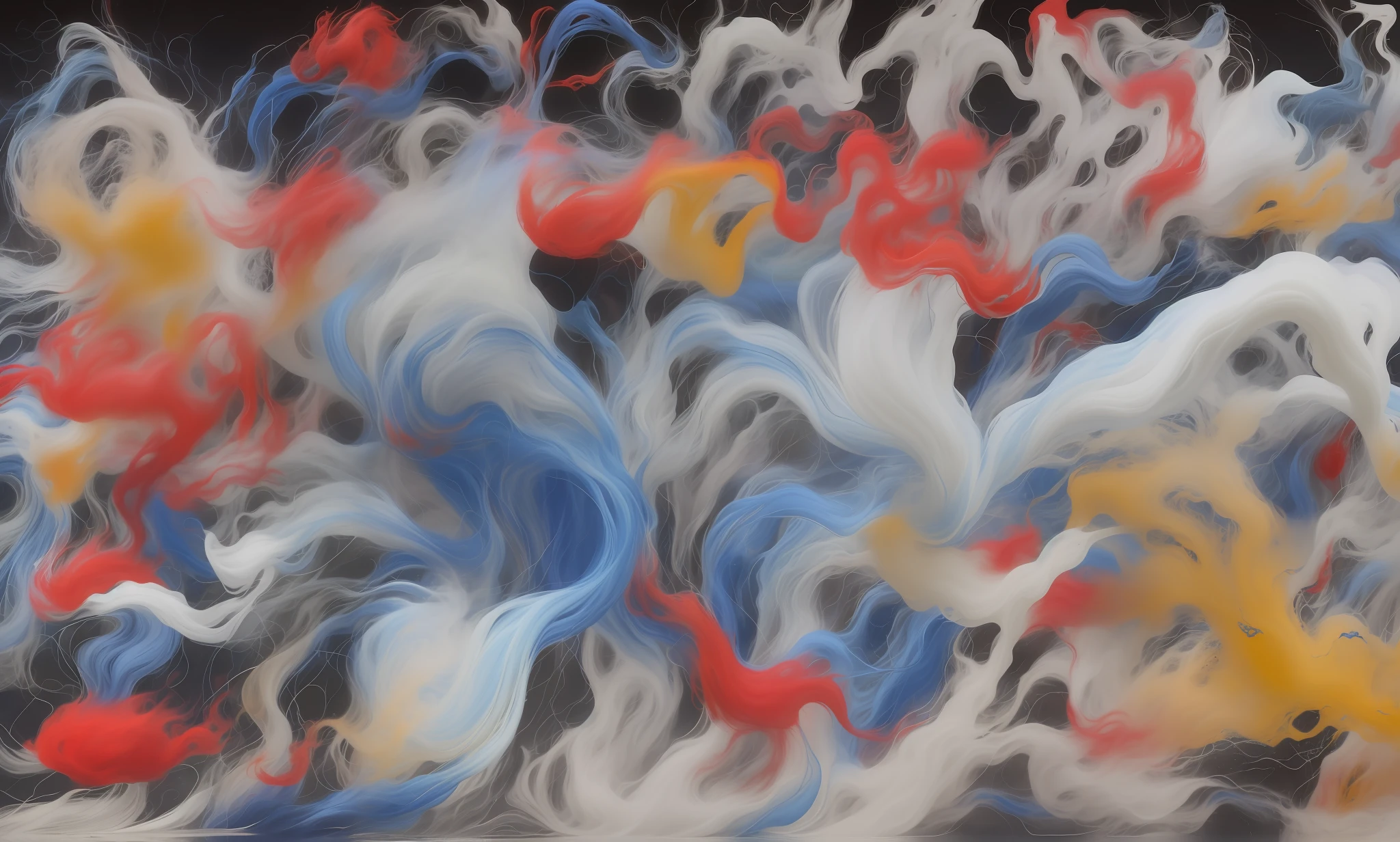 photograph of a group of colored hair, inspired by Ross Bleckner, lyrical abstraction, blue and white and red mist, turbulence, turbulence, intricate fluid paint, inspired by Federico Barocci, clouds, inspired by André Masson, very whirlwind