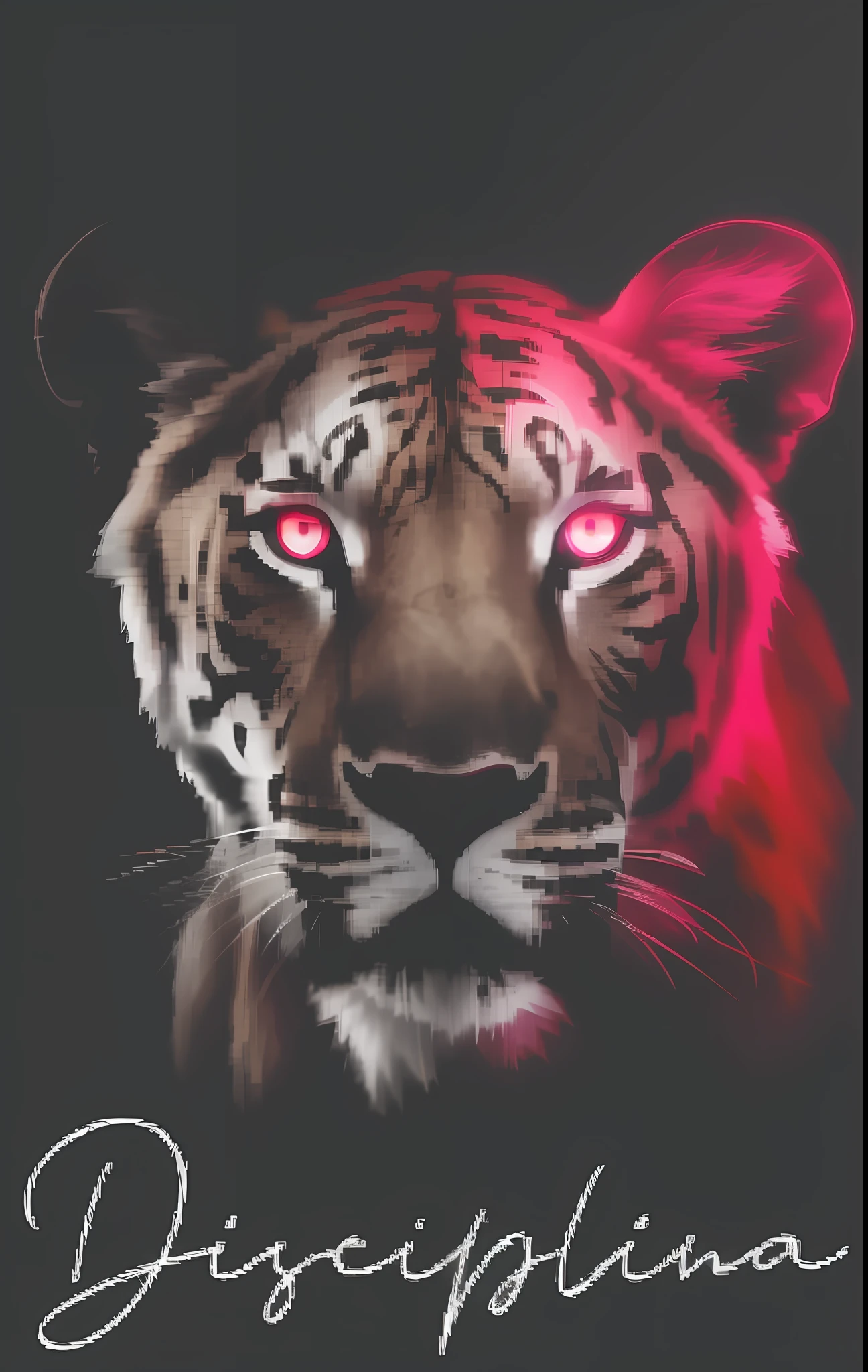 a close up of a tiger with bright red eyes and a black background, red glowing eyes, with glowing red eyes, with red glowing eyes, glowing red eyes, red eyes glowing, red - eyed, red-eyed, with red eyes, red eyed, red led eyes, with a red eyes, red eyes, digital art animal photo, with glowing eyes --auto --s2