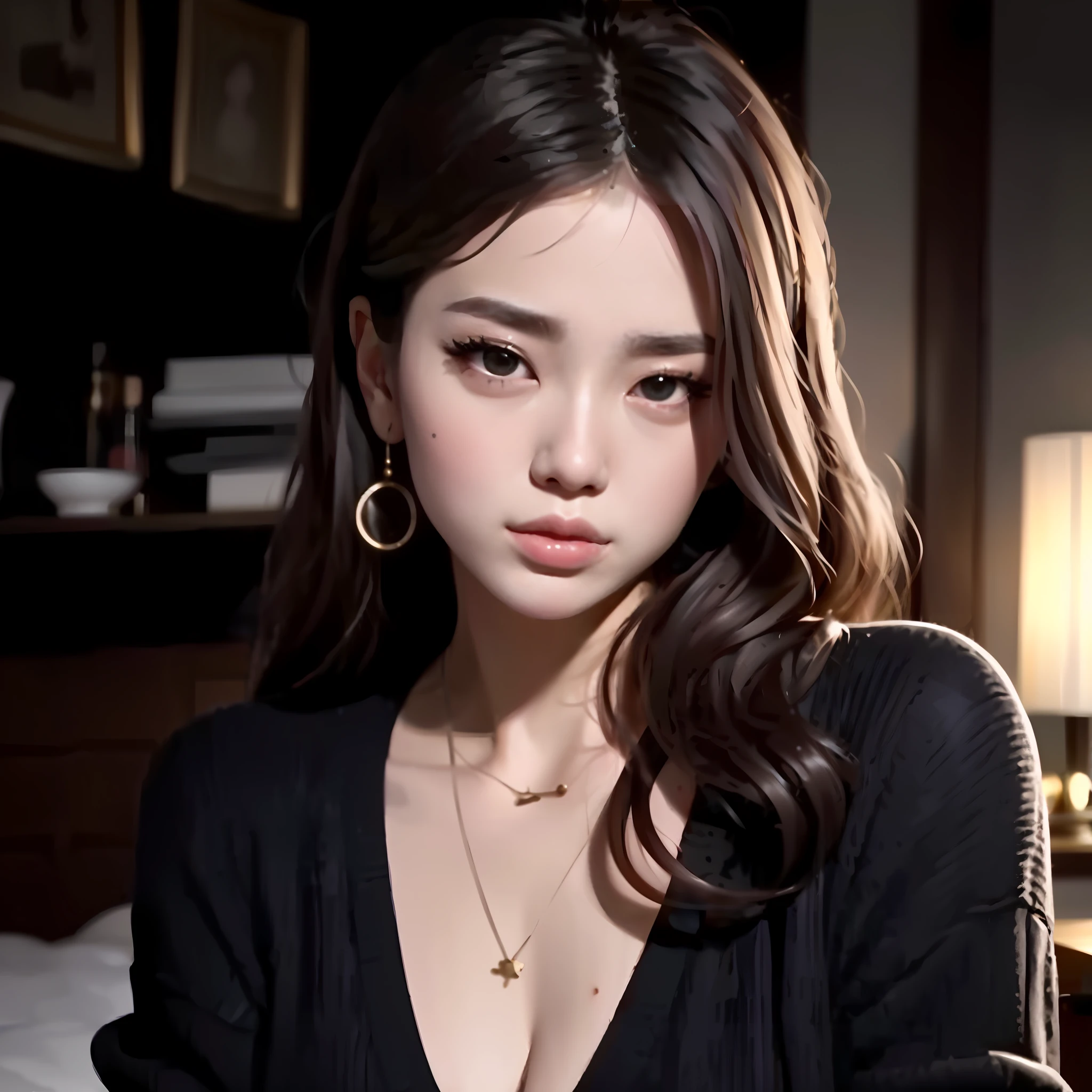 Close up of a woman in a black top sitting on bed, korean girl, beautiful korean woman, beautiful asian girl, gorgeous korean young woman, beautiful korean young woman, beautiful girl model, beautiful model girl, attractive girl, very beautiful girl, korean woman, beautiful asian woman, asian girl, very beautiful young woman, girl cute thin face,