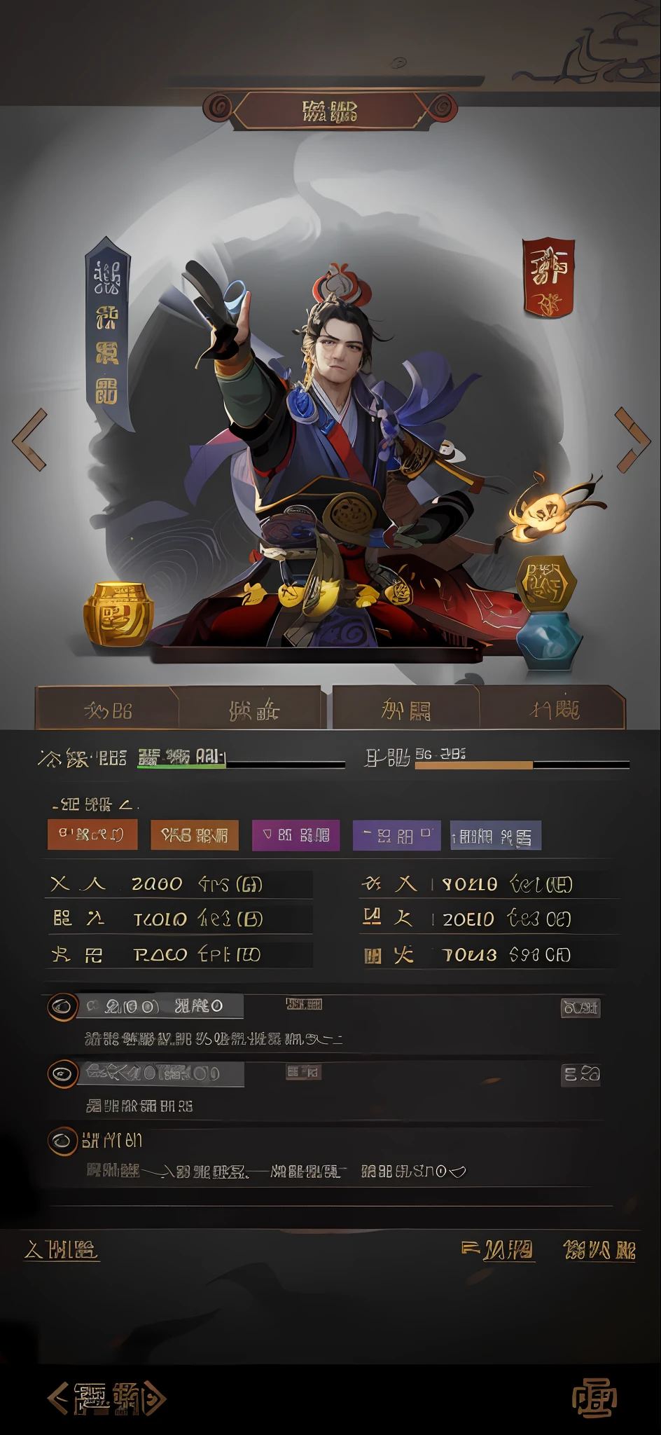 a close up of a screen shot of a character in a game, 千 葉 雄 大, an epic majestical degen trader, xianxia hero, ui card, game ui, 王琛, jinyiwei, kanliu666, 8k!!, xianxia, li zixin
