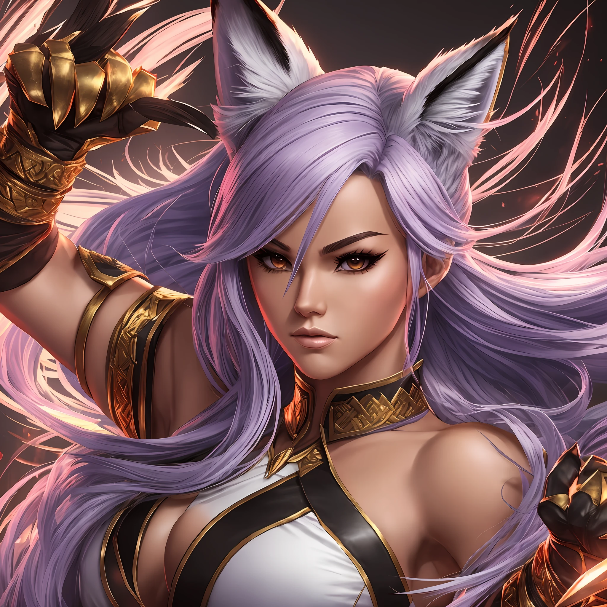 Create a character for a fighting style game The King of fighter where the character is a fox woman with claws --auto --s2