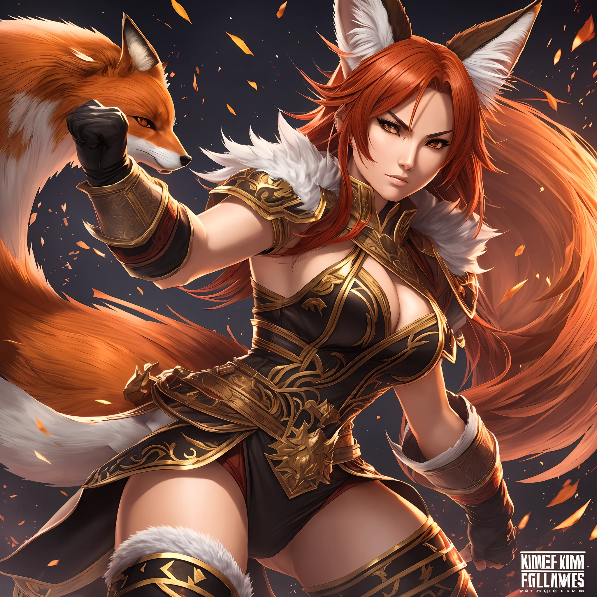 Create a character for a fighting style game The King of fighter where the character is a fox woman with claws --auto --s2