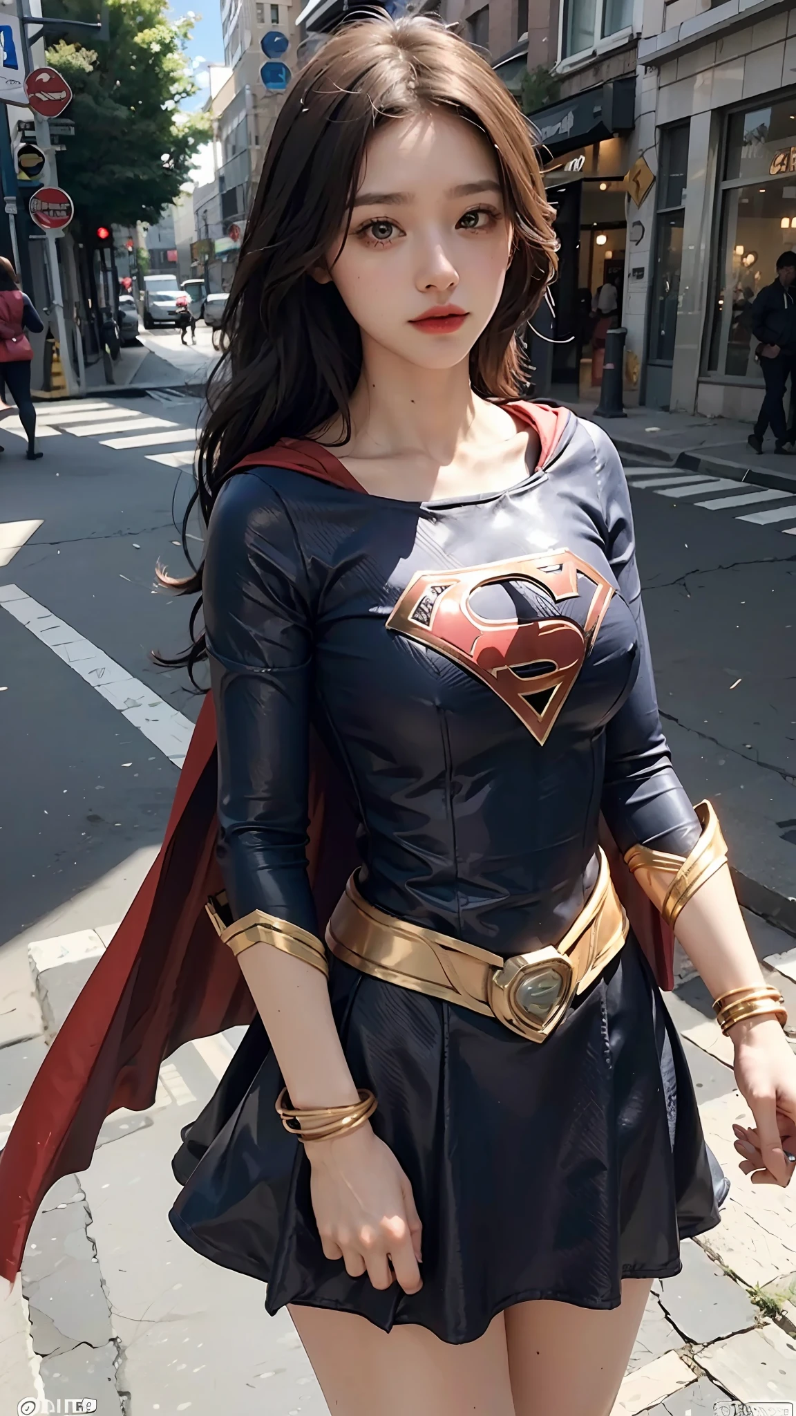 Woman body set big breasts, Supergirl costume dress