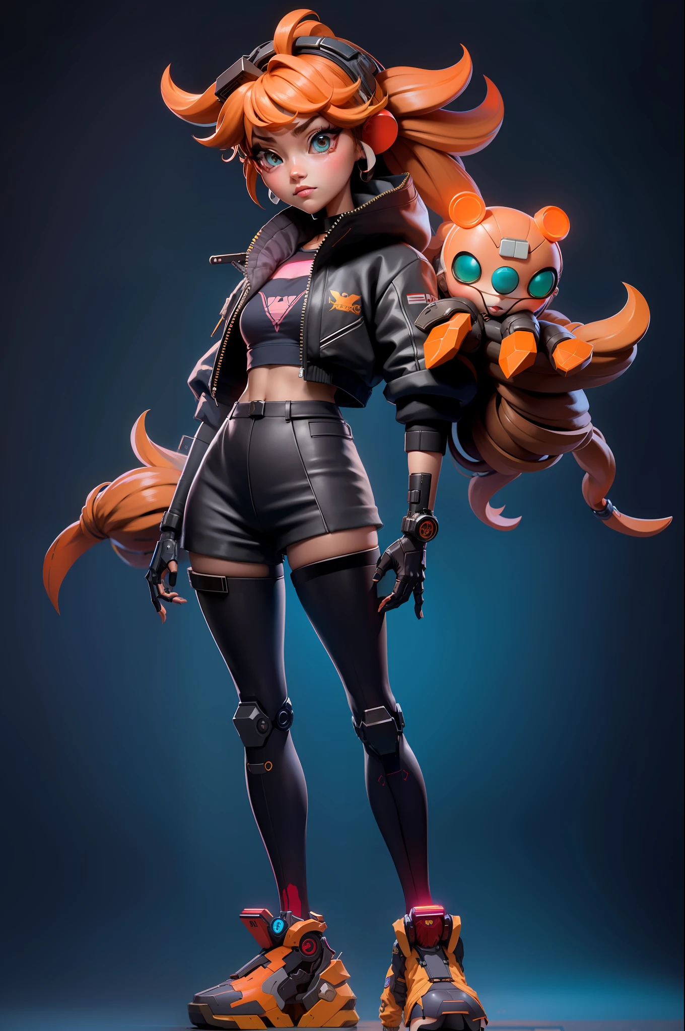 anime girl in short shorts and jacket standing next to giant robot, artwork in the style of guweiz, cyberpunk anime girl mech, trending on cgstation, guweiz, by Russell Dongjun Lu, digital cyberpunk anime art, ross tran 8 k, guweiz on artstation pixiv, girl in mecha cyber armor