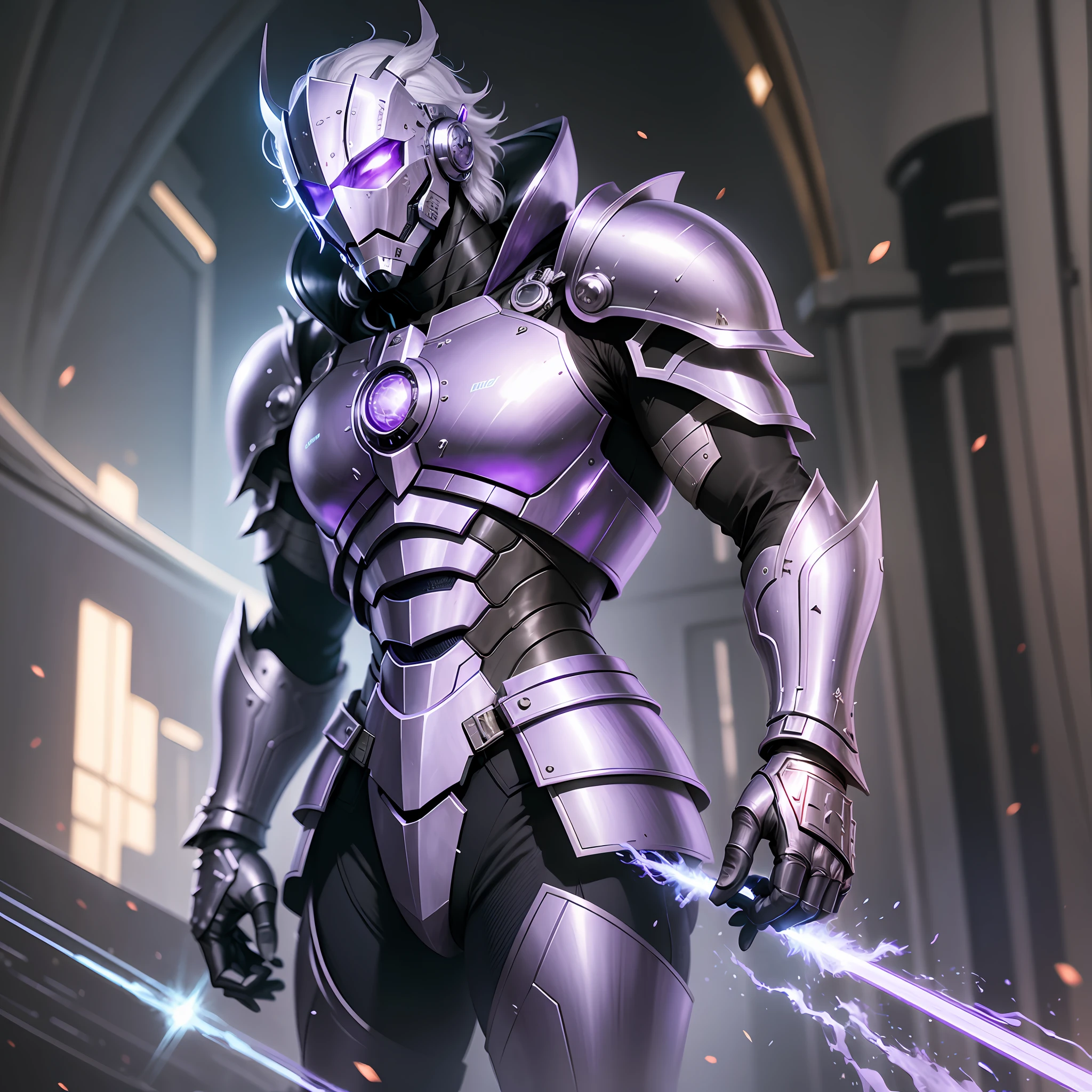Knight, Ultrabright, Sci-fi, Ethereal Fantasy, man, purple armor