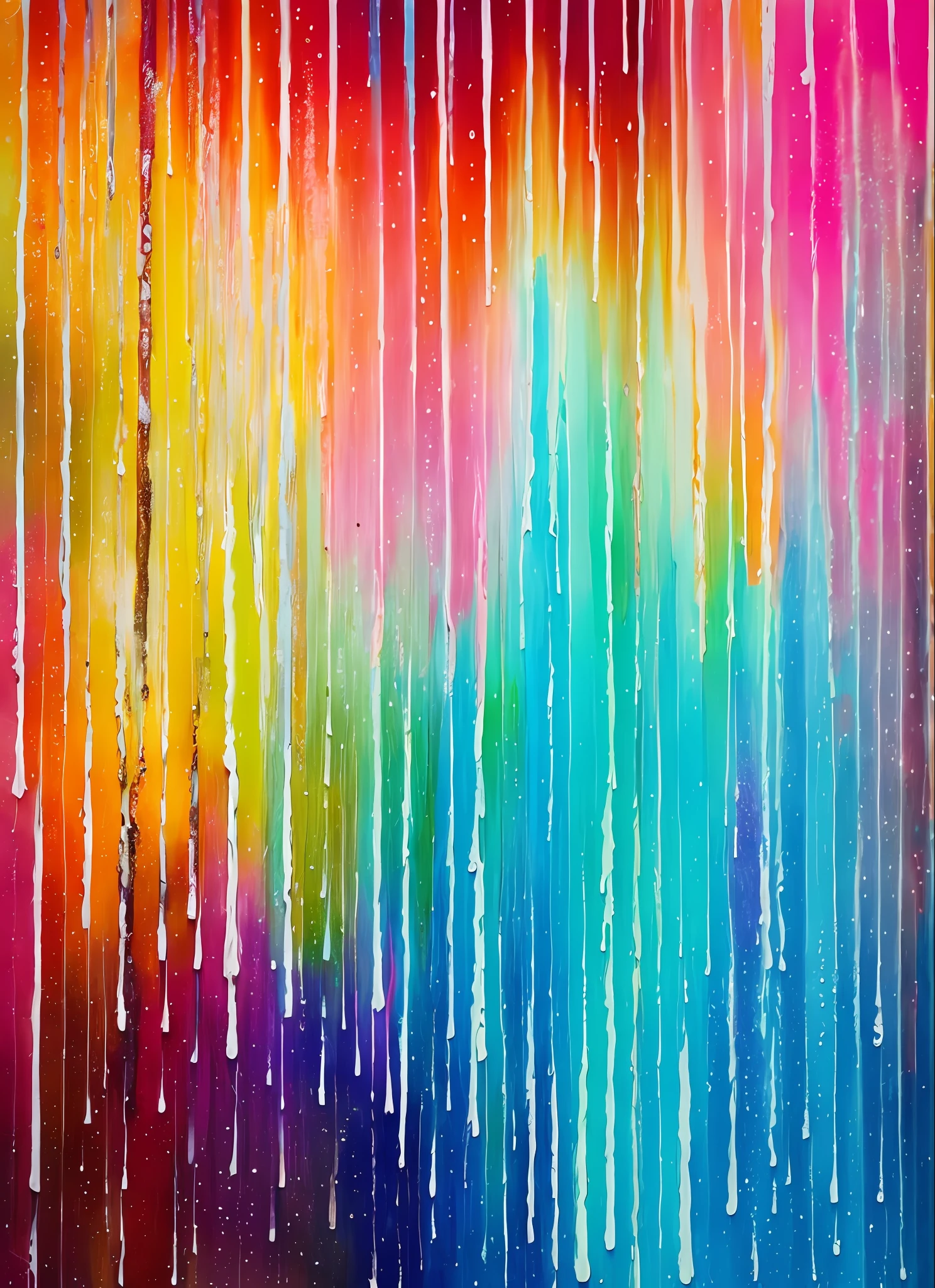 Jennifer lawrence, luminous design, pastel colors, paint drips, autumn lights, rainy day, heavy rain