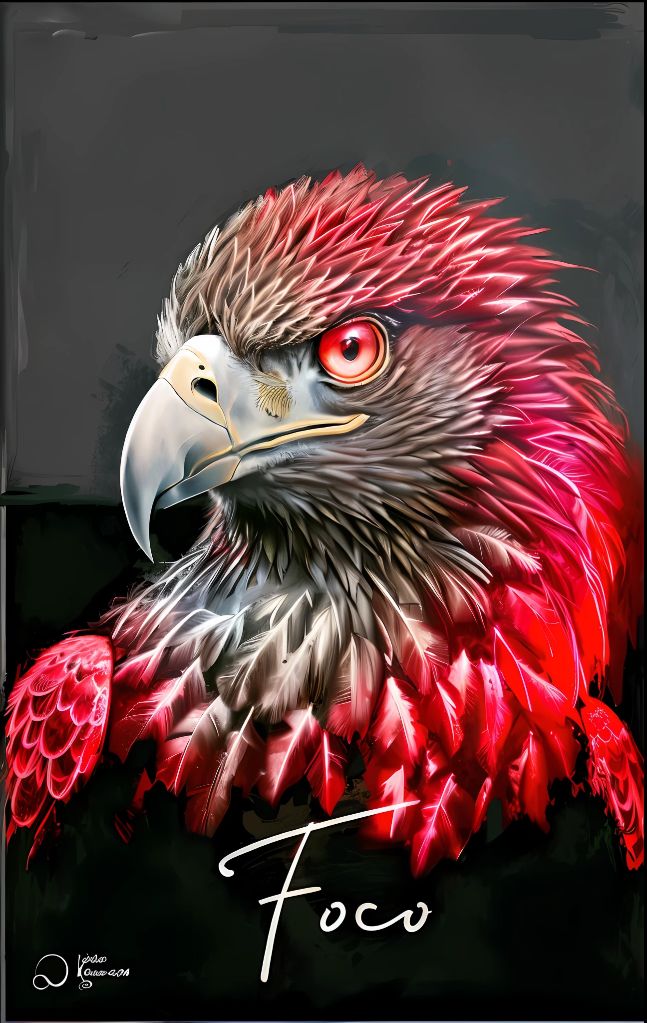 painting of a red and black eagle with a red eye, digital airbrush art, animal photo of digital art, eagle head, digital airbrush oil painting, digital airbrush painting, with bright red eyes, dark but detailed digital art, with bright red eyes, feathered head, airbrush art, eagle, crimson fire head, red eyes, red eyes - eyes,  digital painting, digital art, masterpiece,