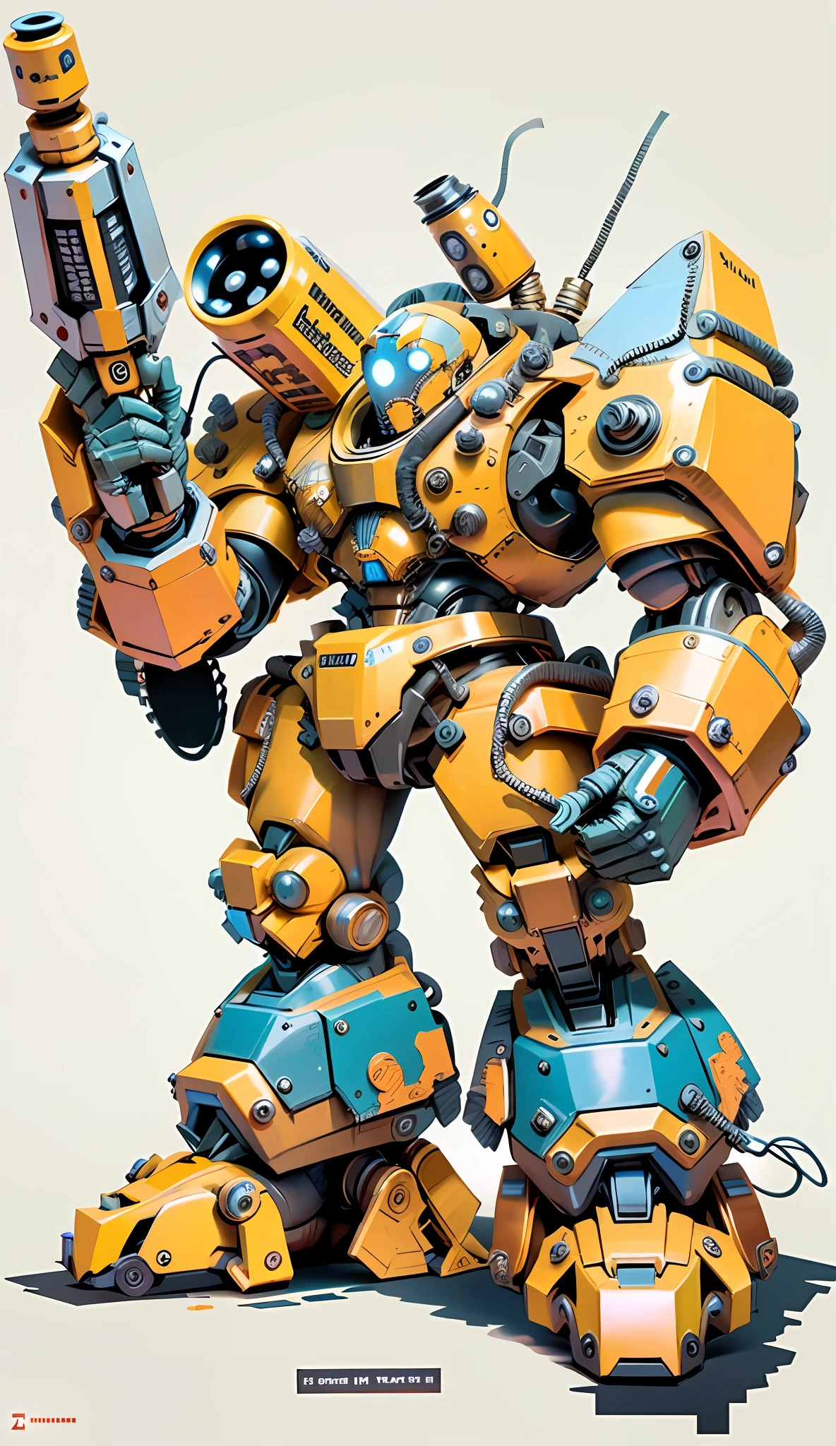 Masterpiece, best quality), intricate details, lightning crank, robots, cyborgs, retro-futuristic AI, Tesla coils, electrical, cable, wiring, pistons, mechanics, computers, drawings of robots with guns in hand, giant humanoid mechs