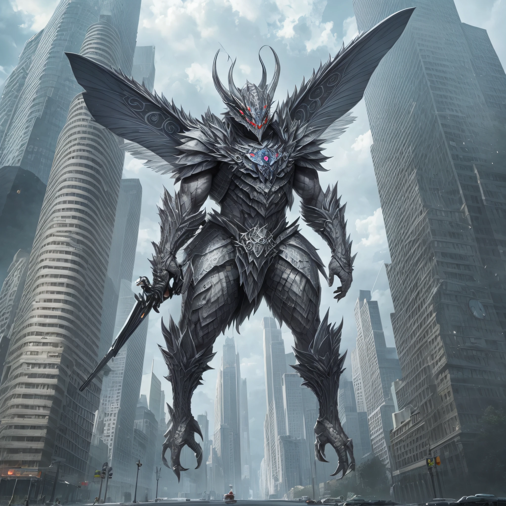 Create a realistic monster based on a gray moth --auto --s2