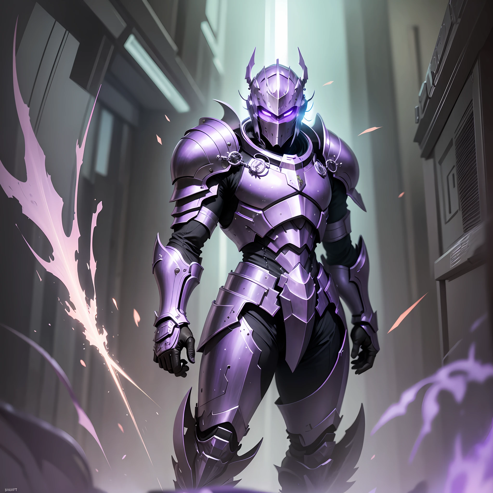 Knight, Ultrabright, Sci-fi, Ethereal Fantasy, man, purple armor