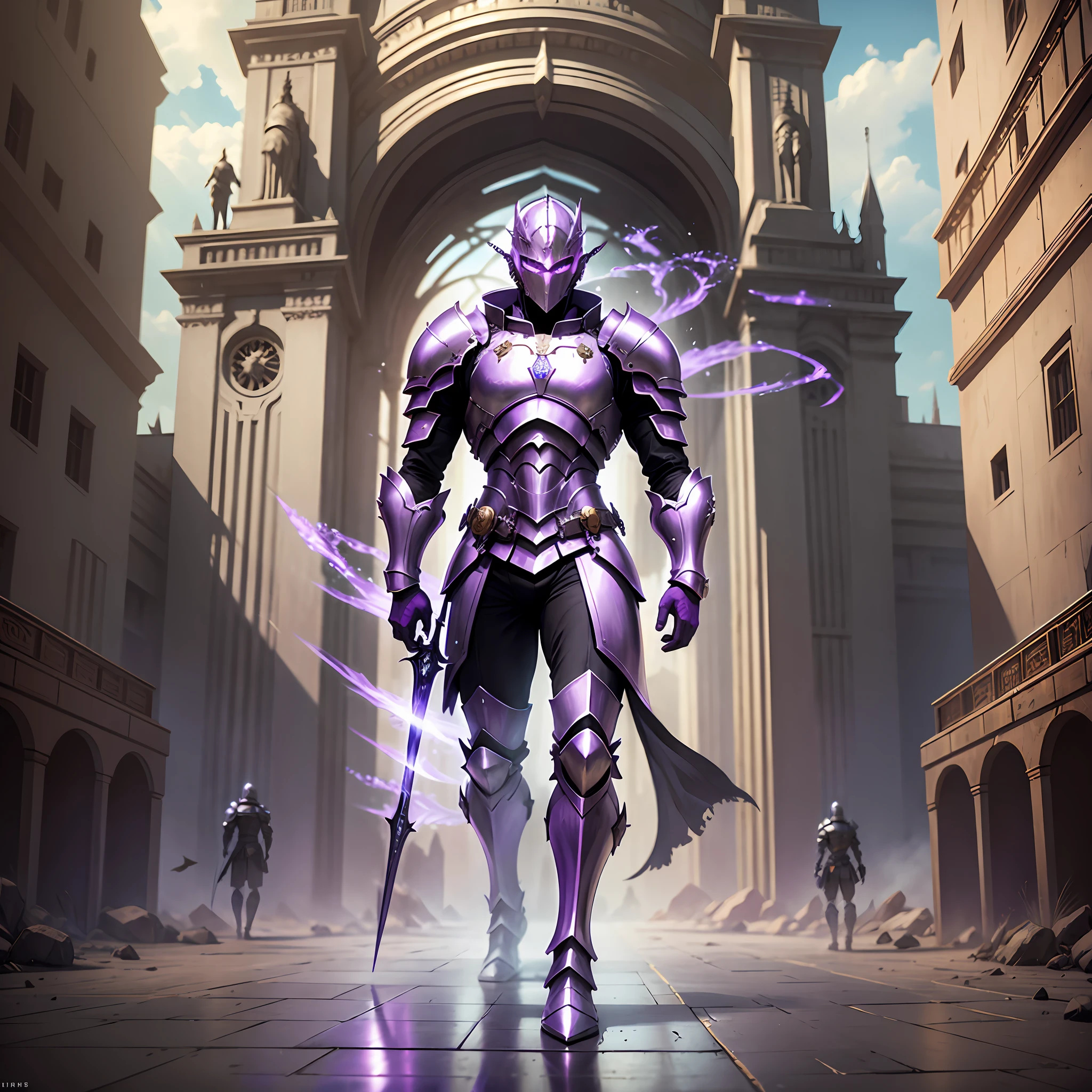 Knight, Ultrabright, Sci-fi, Ethereal Fantasy, man, purple armor