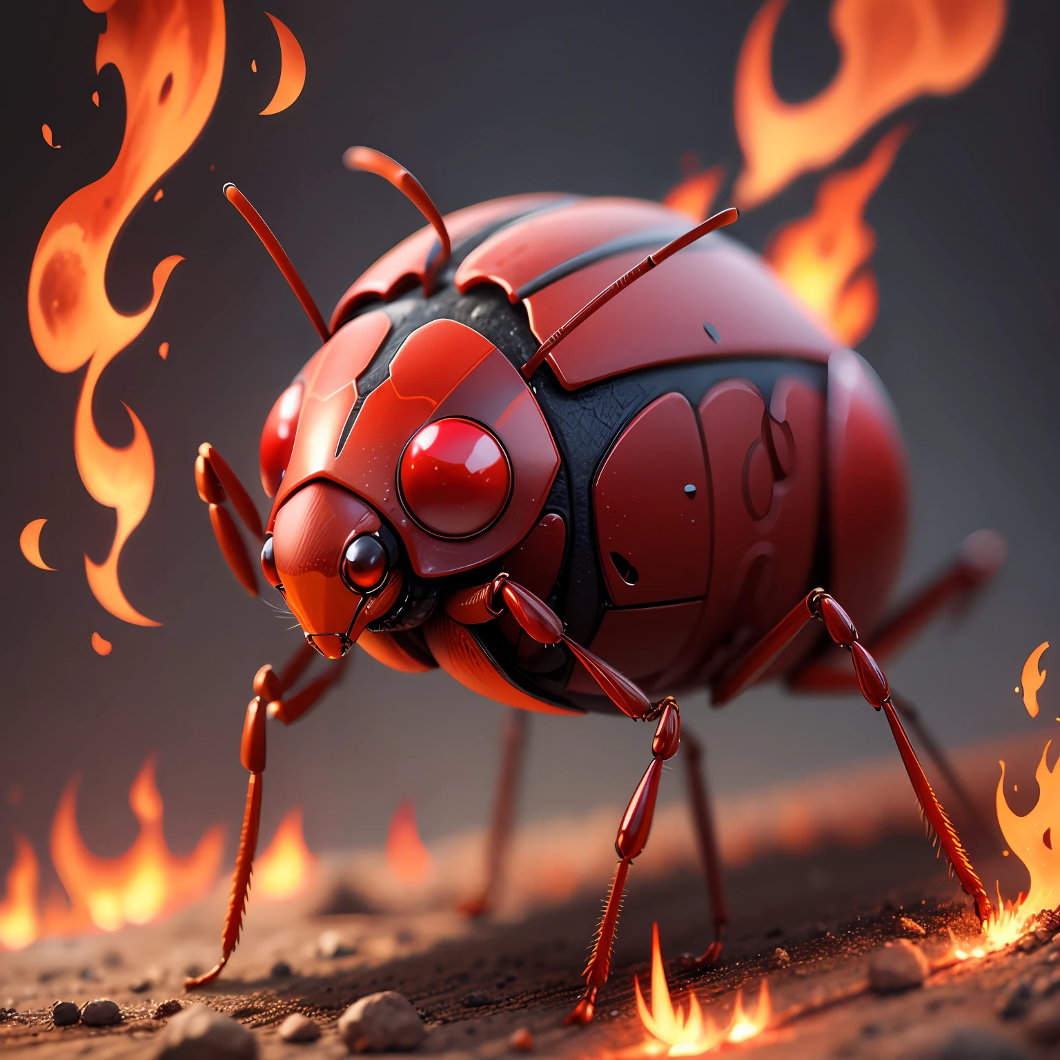 Natural red bug surrounded by fire --auto --s2