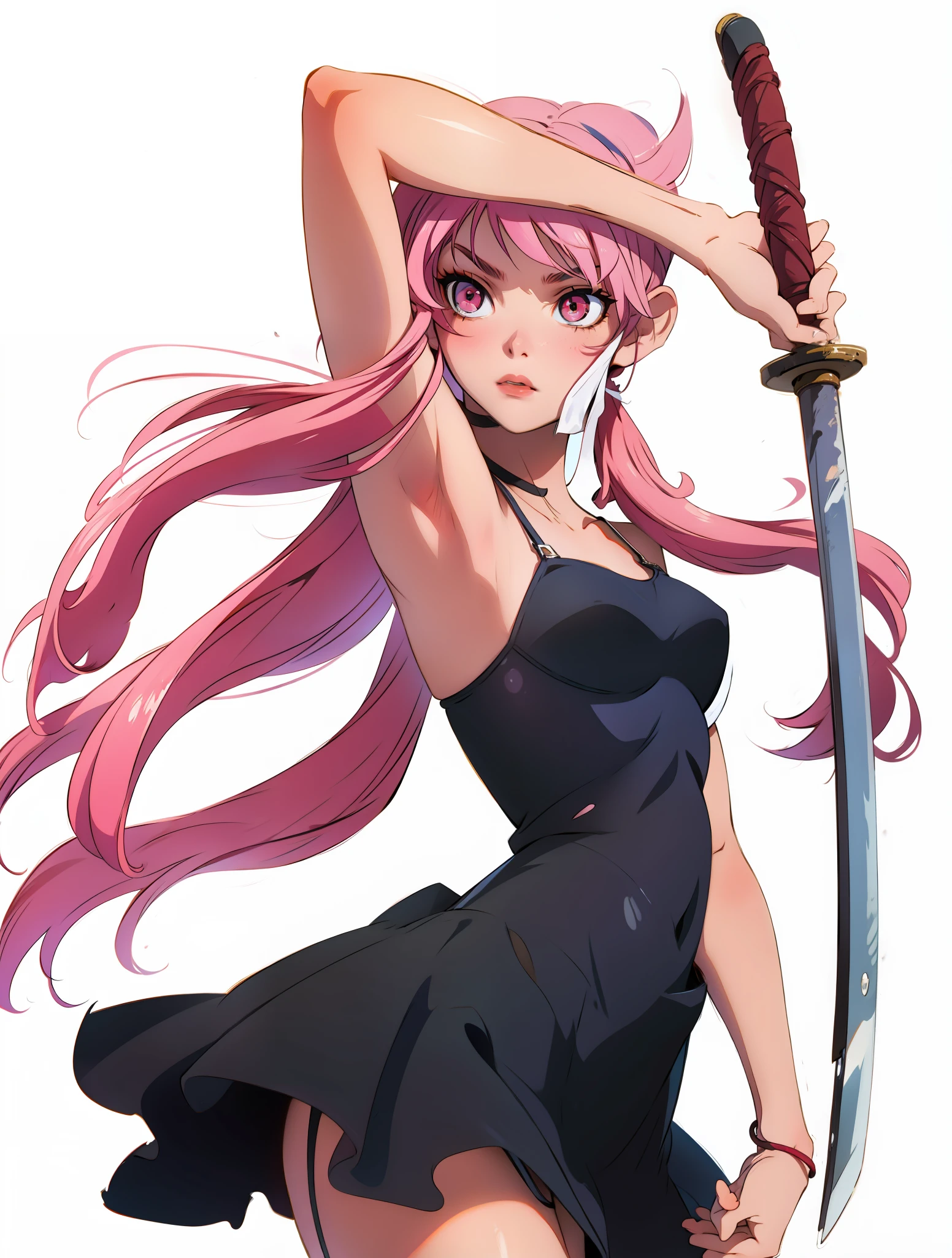 Gasai Yuno, pink eyes and hair